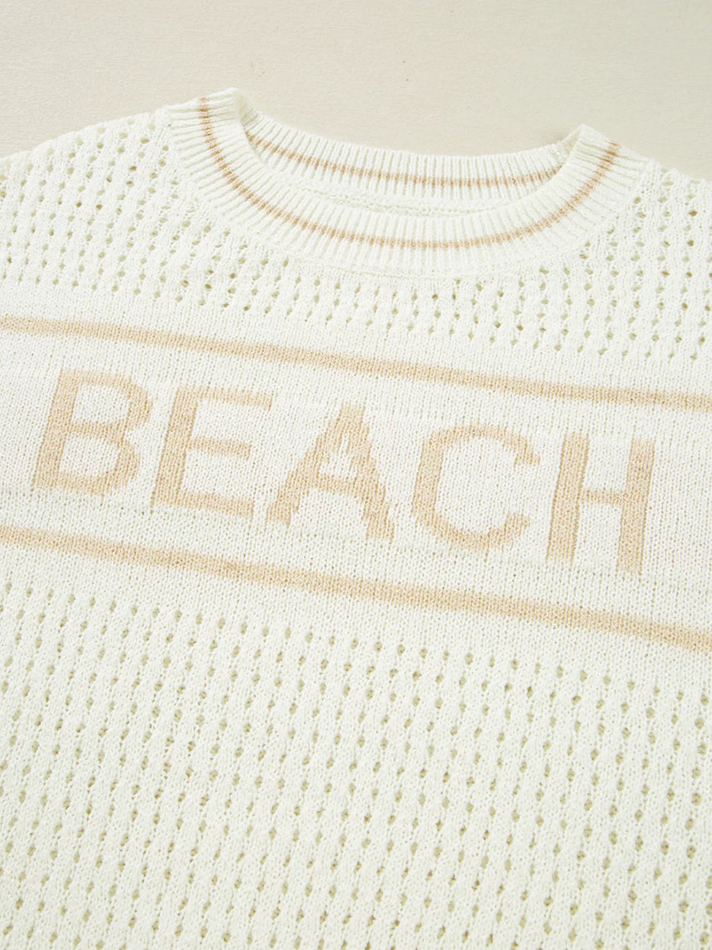 BEACH Hollow Out Knitted Lightweight Dolman Sweater