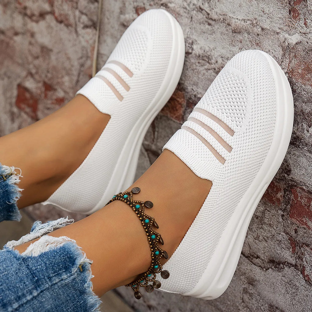 Mesh Round Toe Platform Slip-Ons