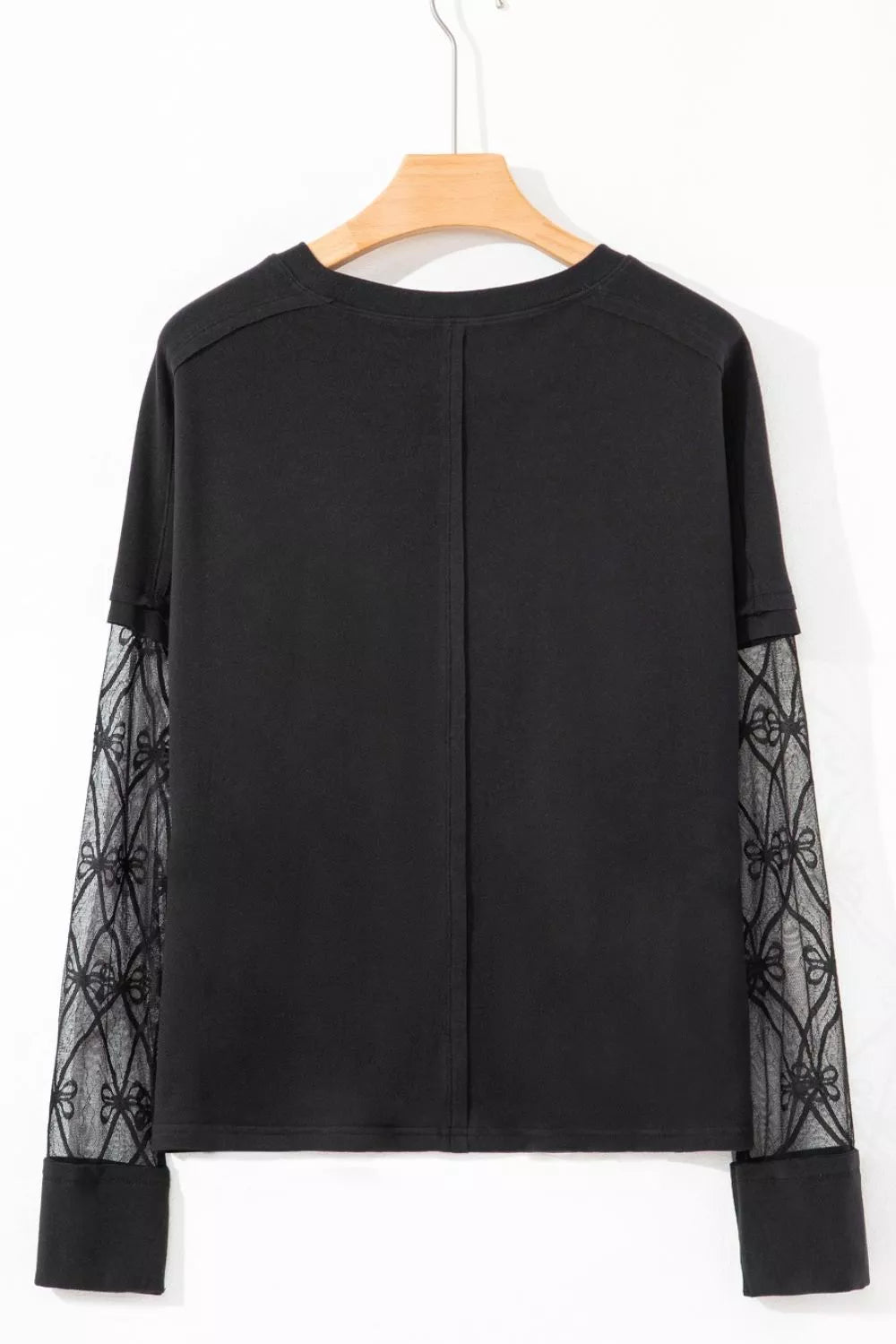 Round Neck Lace Sleeve Relaxed Fit Top
