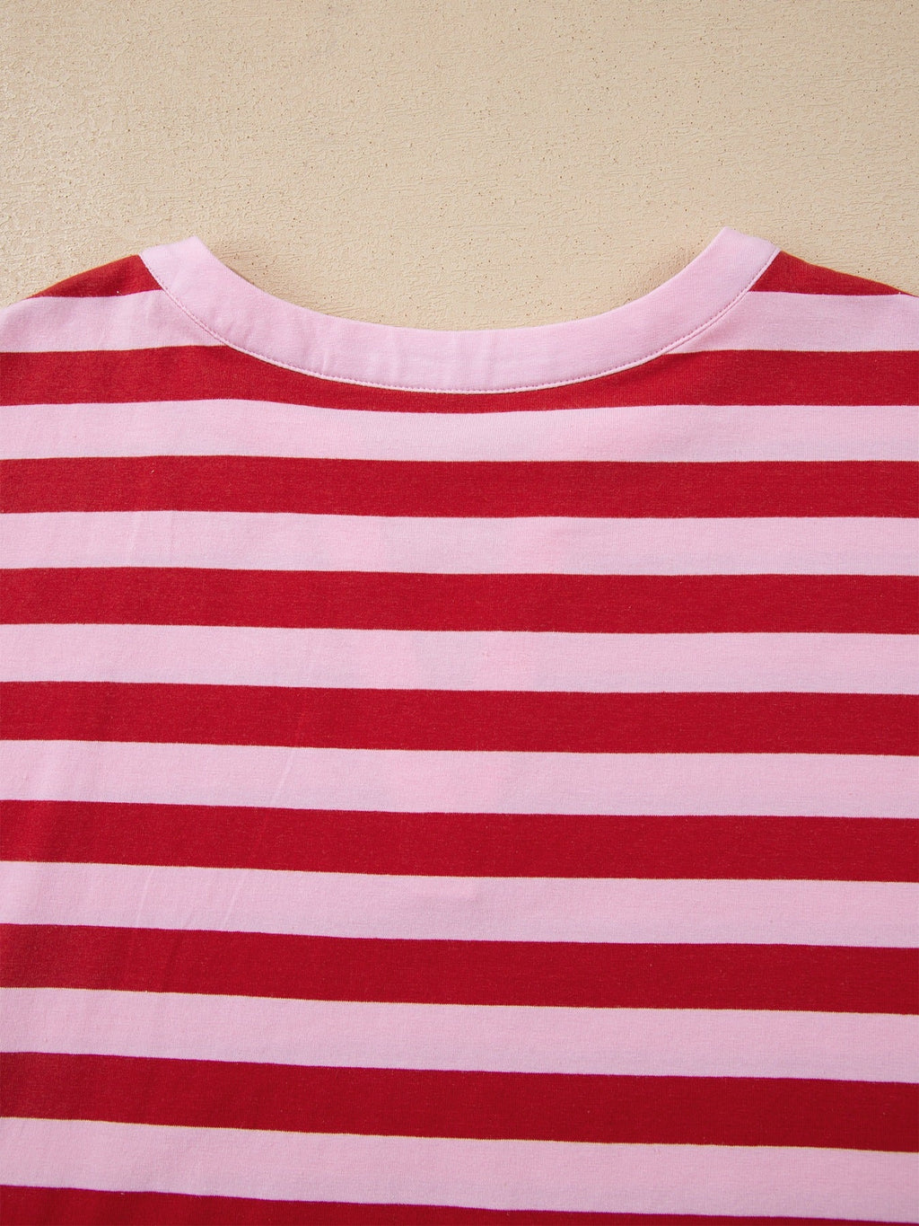 Stripe Split V Neck Casual T Shirt