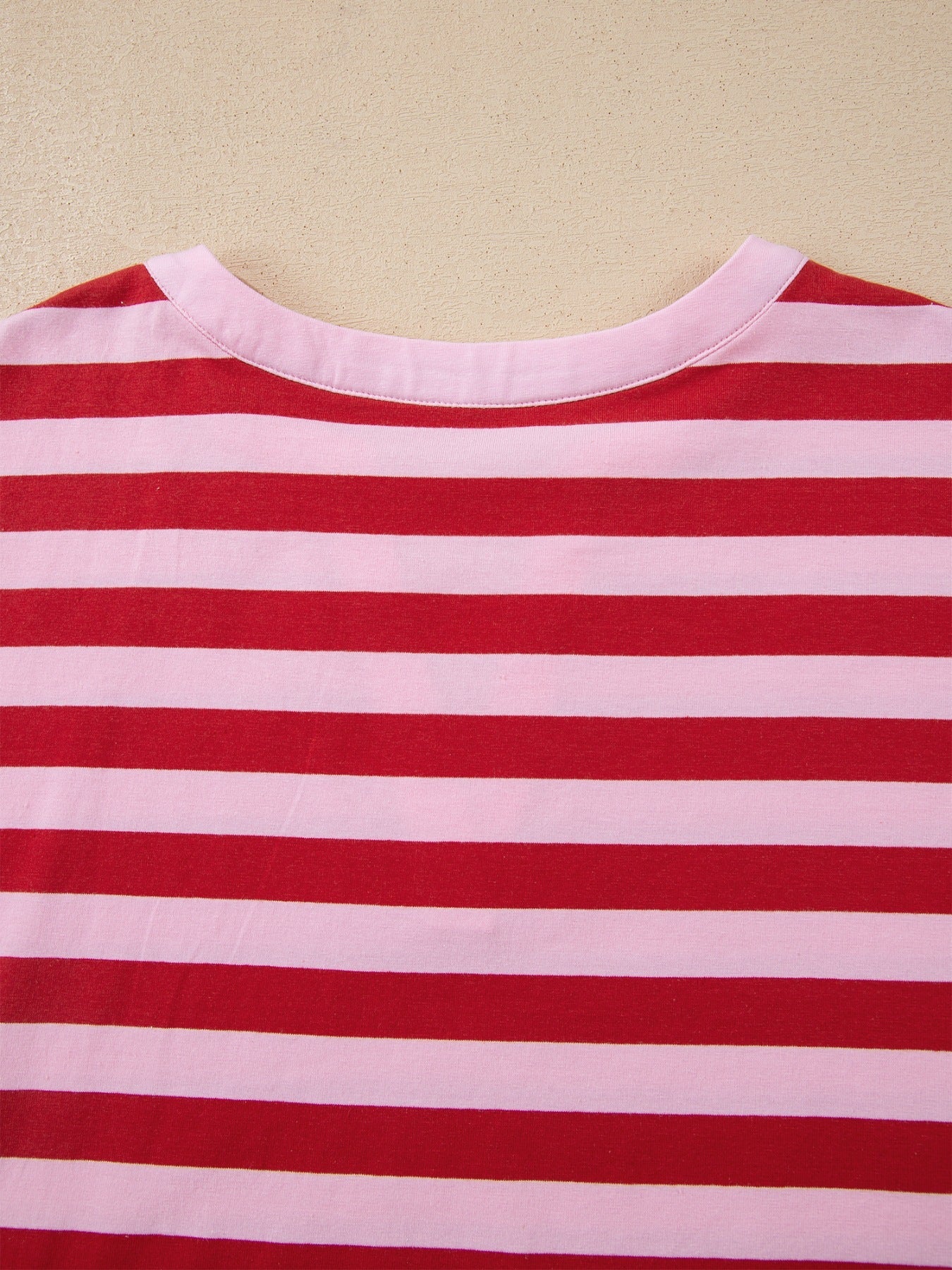 Stripe Split V Neck Casual T Shirt