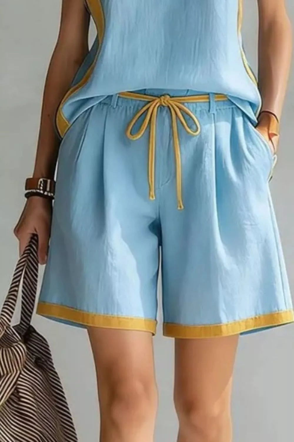 Contrast Trim Tank and Shorts Set