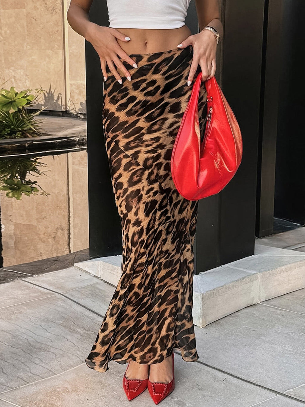 Leopard Print Bodycon Maxi Skirt