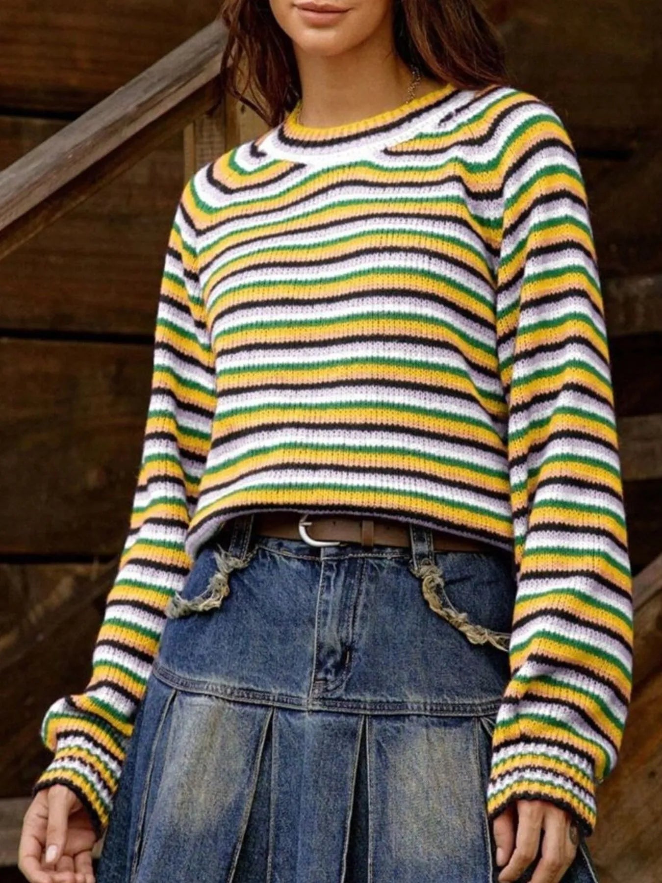 Rainbow Striped Pullover Sweater