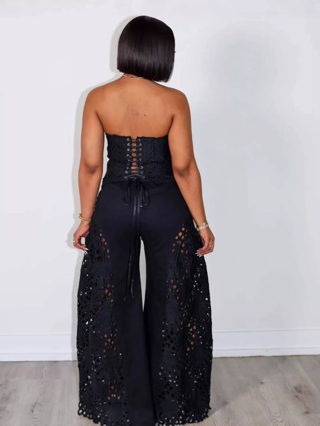 Cutout Tube Top and Wide Leg Pants Set