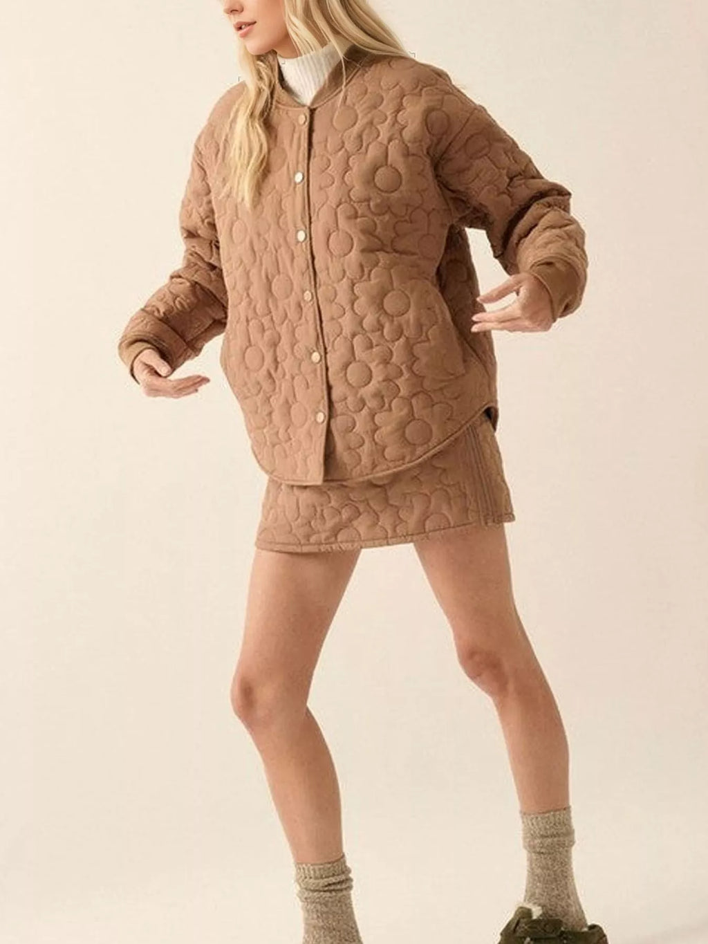 Textured Snap Down Outerwear