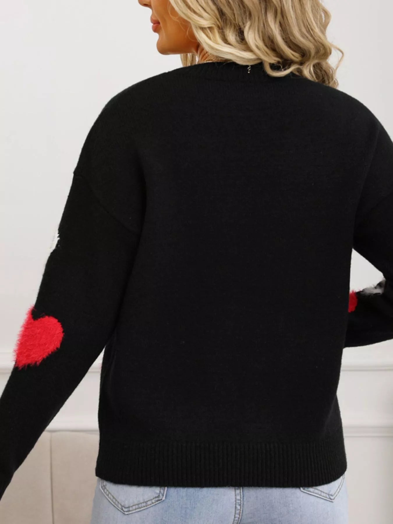 Valentine's Day Heart Pattern Knit Sweater