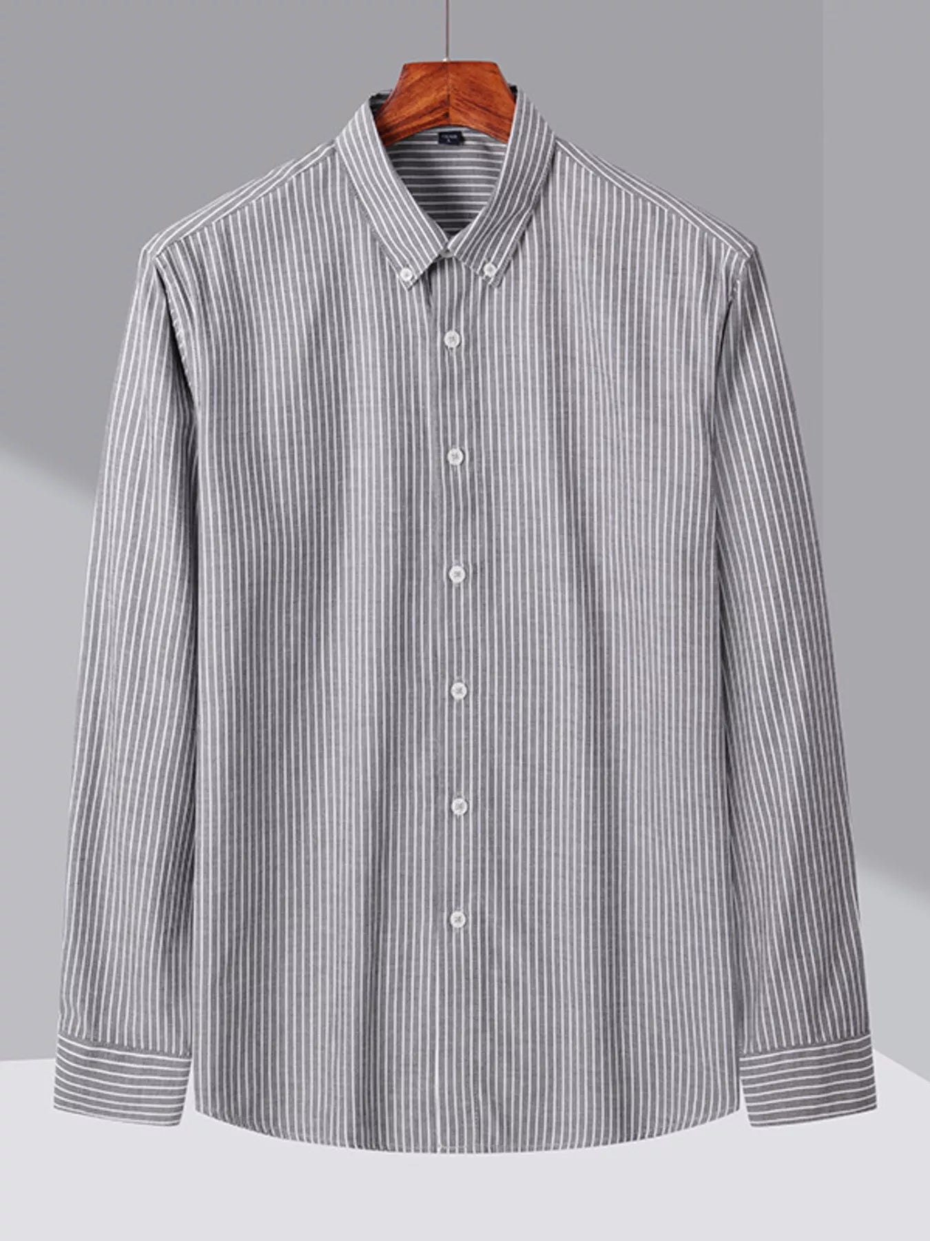Men's Full Size Casual Striped Button-Down Shirt Plus Size