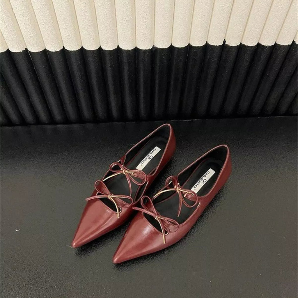 Bow Point Toe Block Heels Pumps