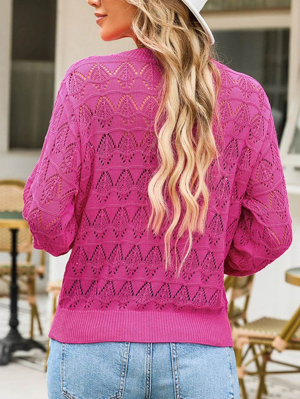 Openwork Button Up Cardigan