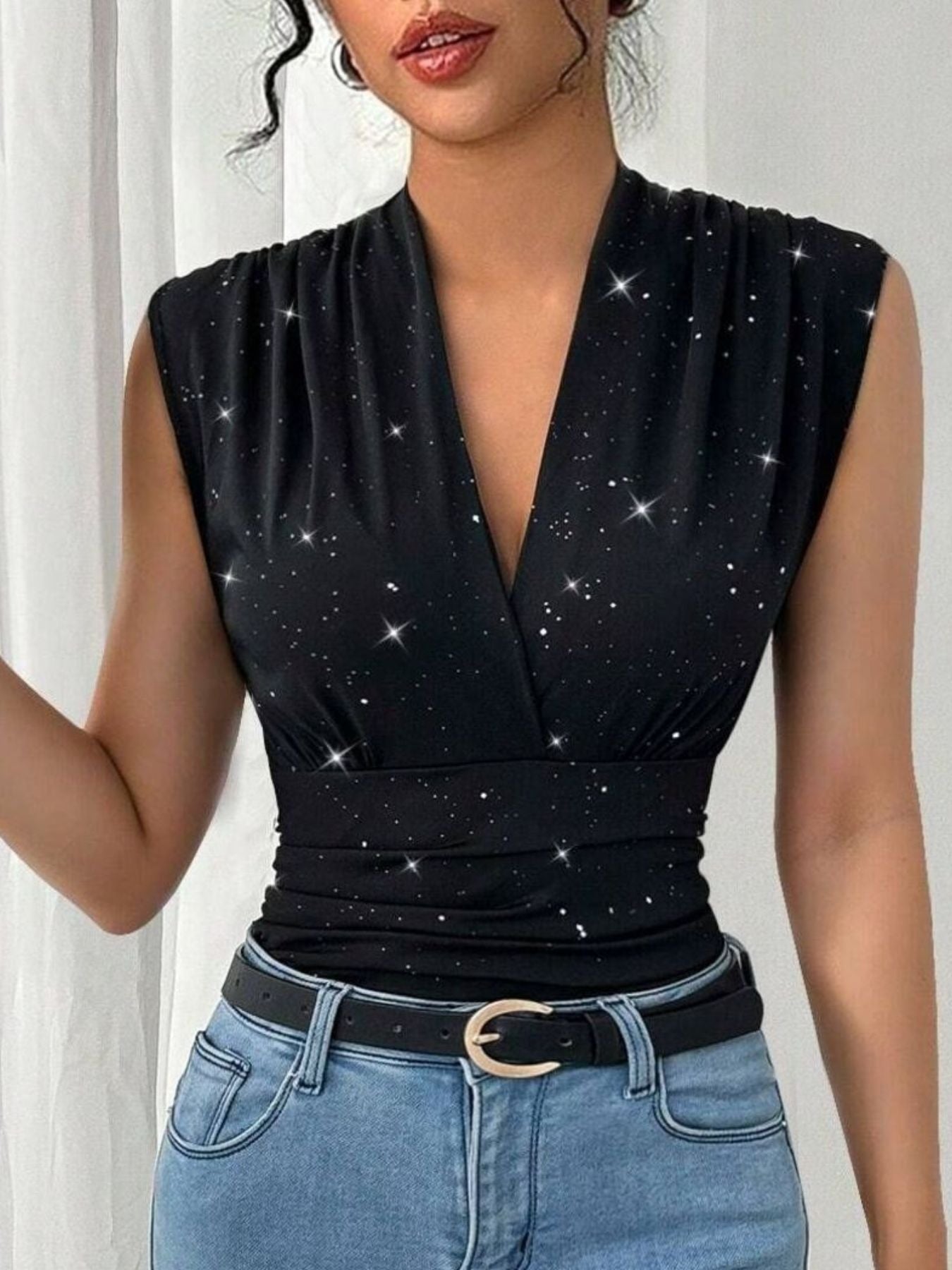 Glitter Surplice Tank