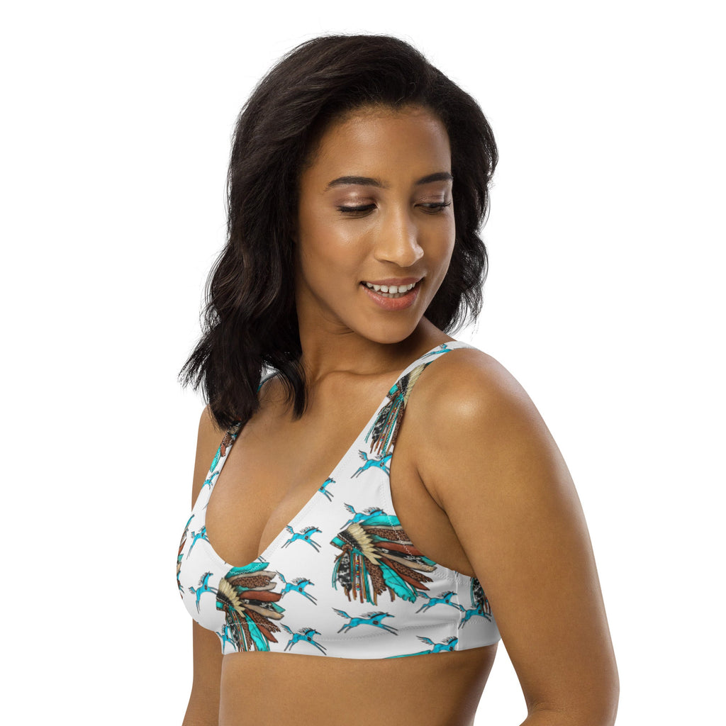 Baha Ranch Yeehaw Turquoise Running Horse Head Dress Bikini Top