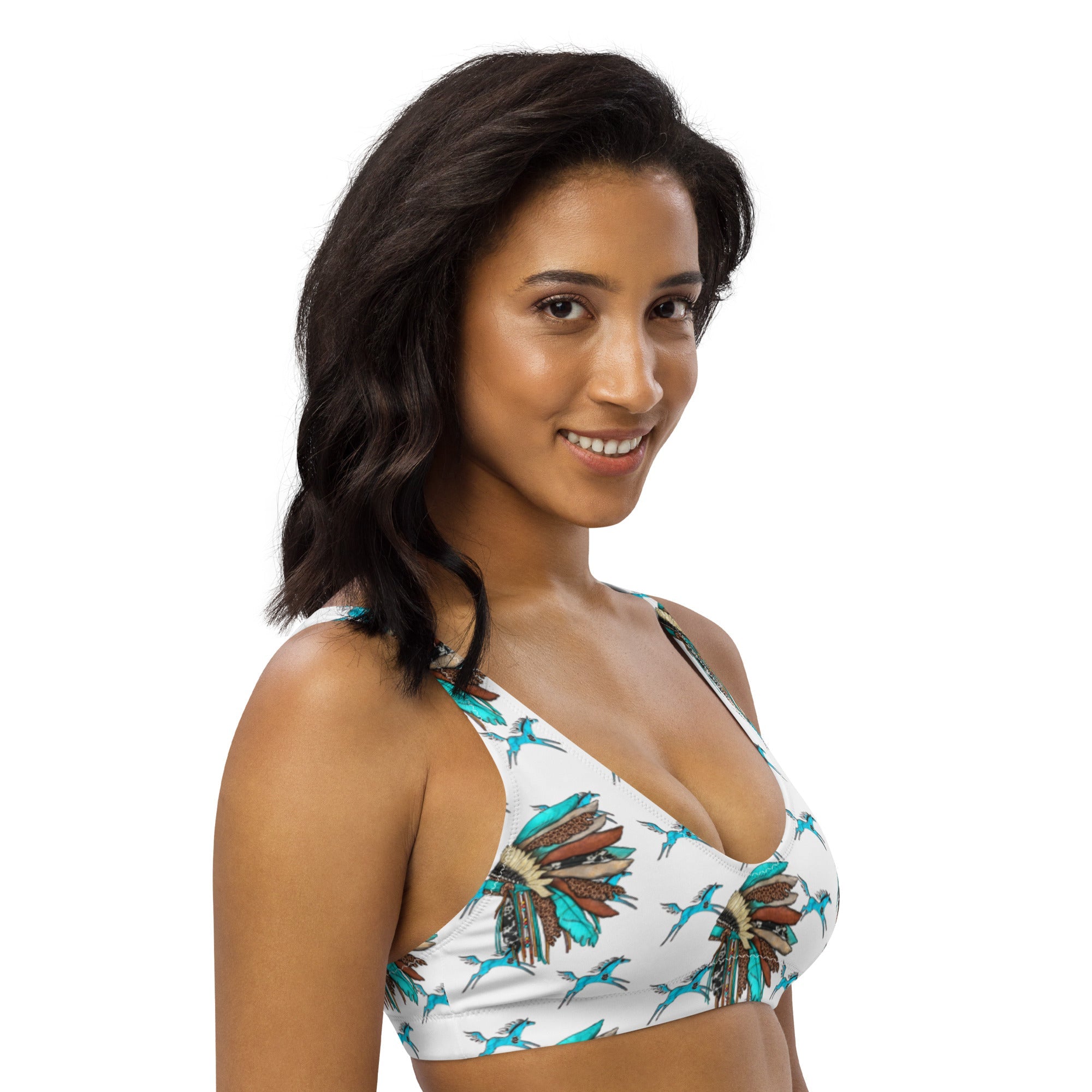 Baha Ranch Yeehaw Turquoise Running Horse Head Dress Bikini Top