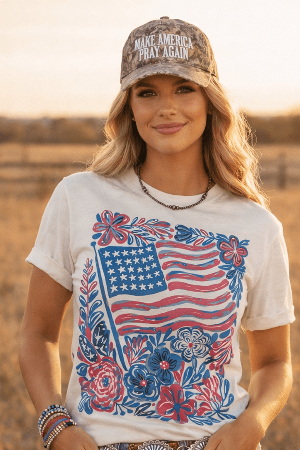 American Freedom Flowers Graphic Tee
