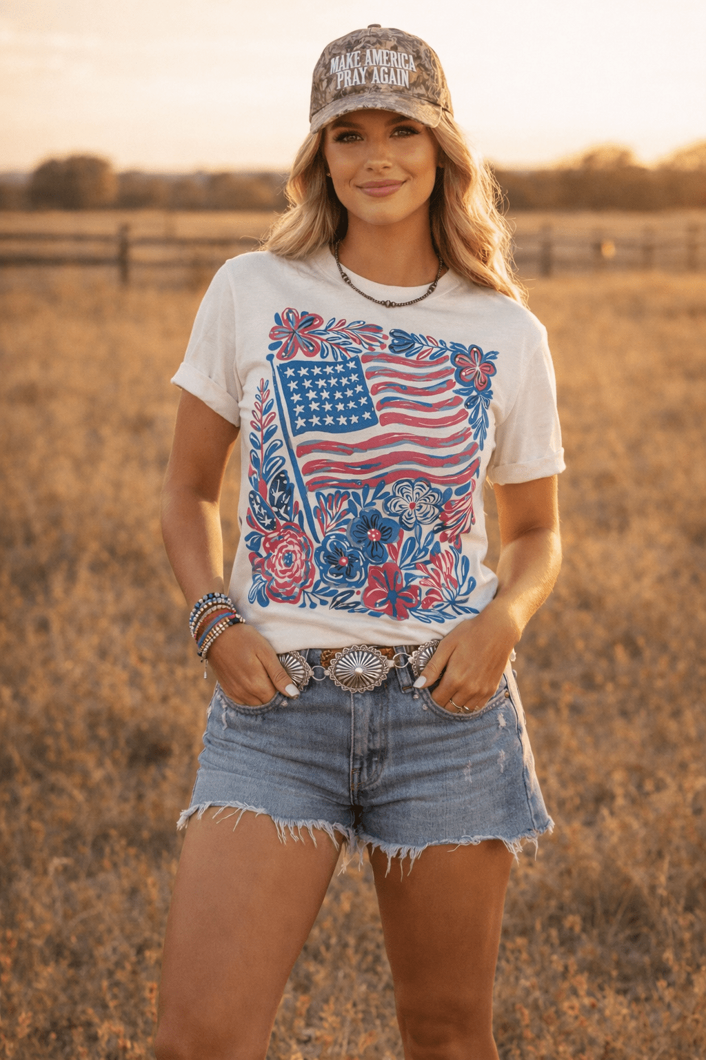 American Freedom Flowers Graphic Tee
