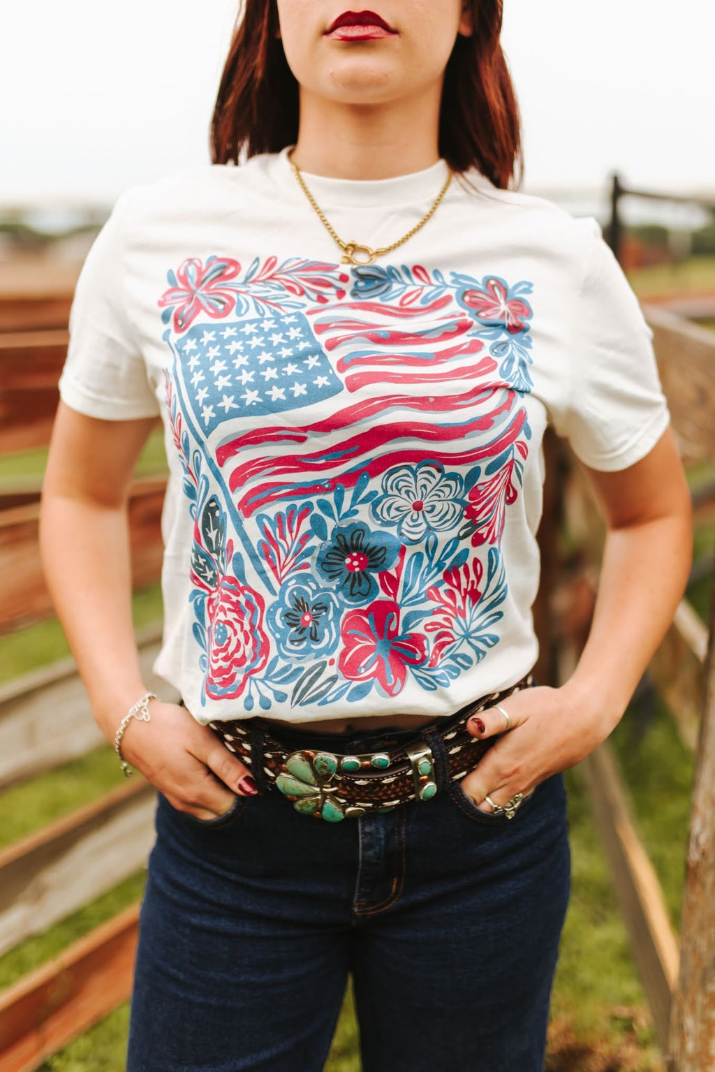 American Freedom Flowers Graphic Tee