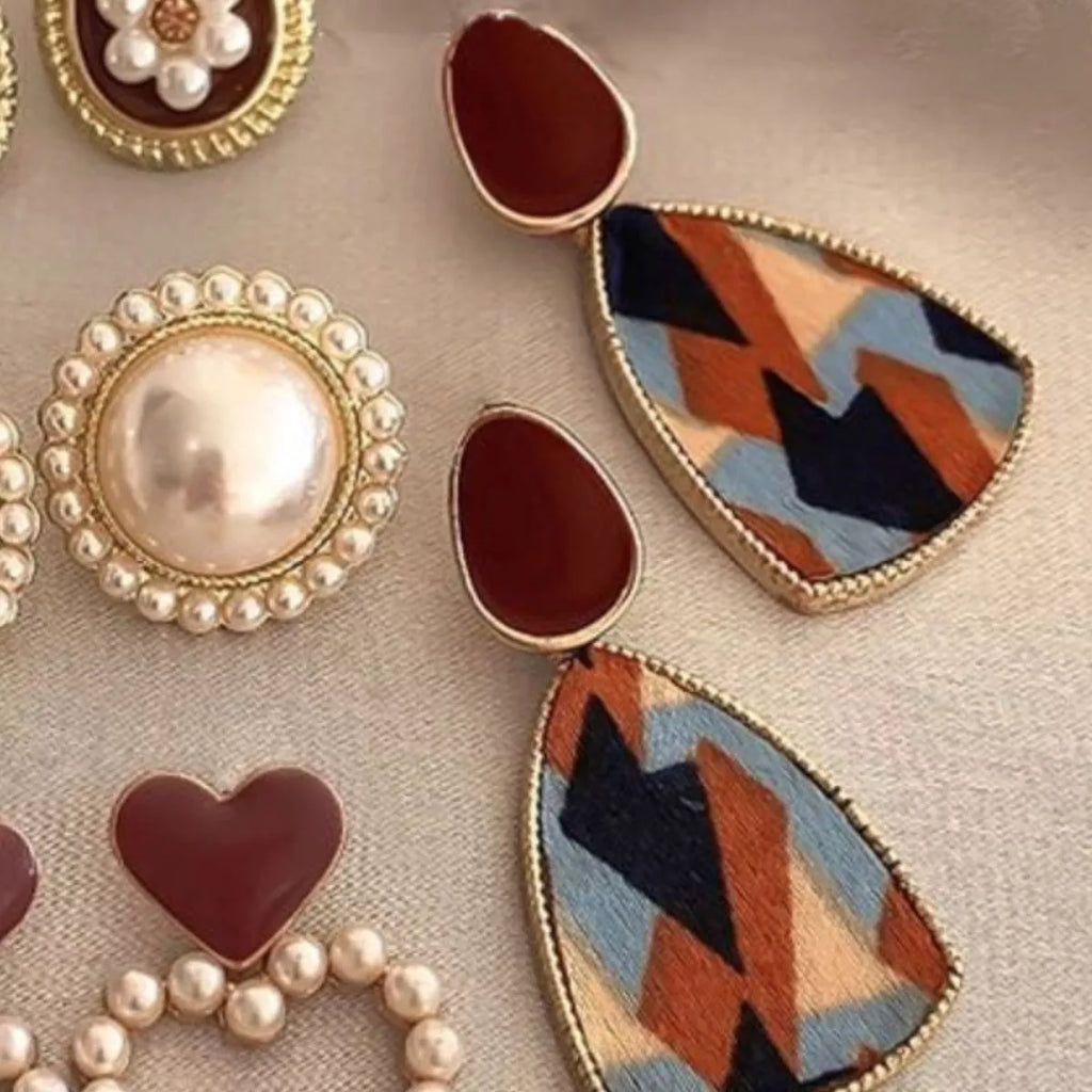 Colorful Abstract Pattern Drop Earrings