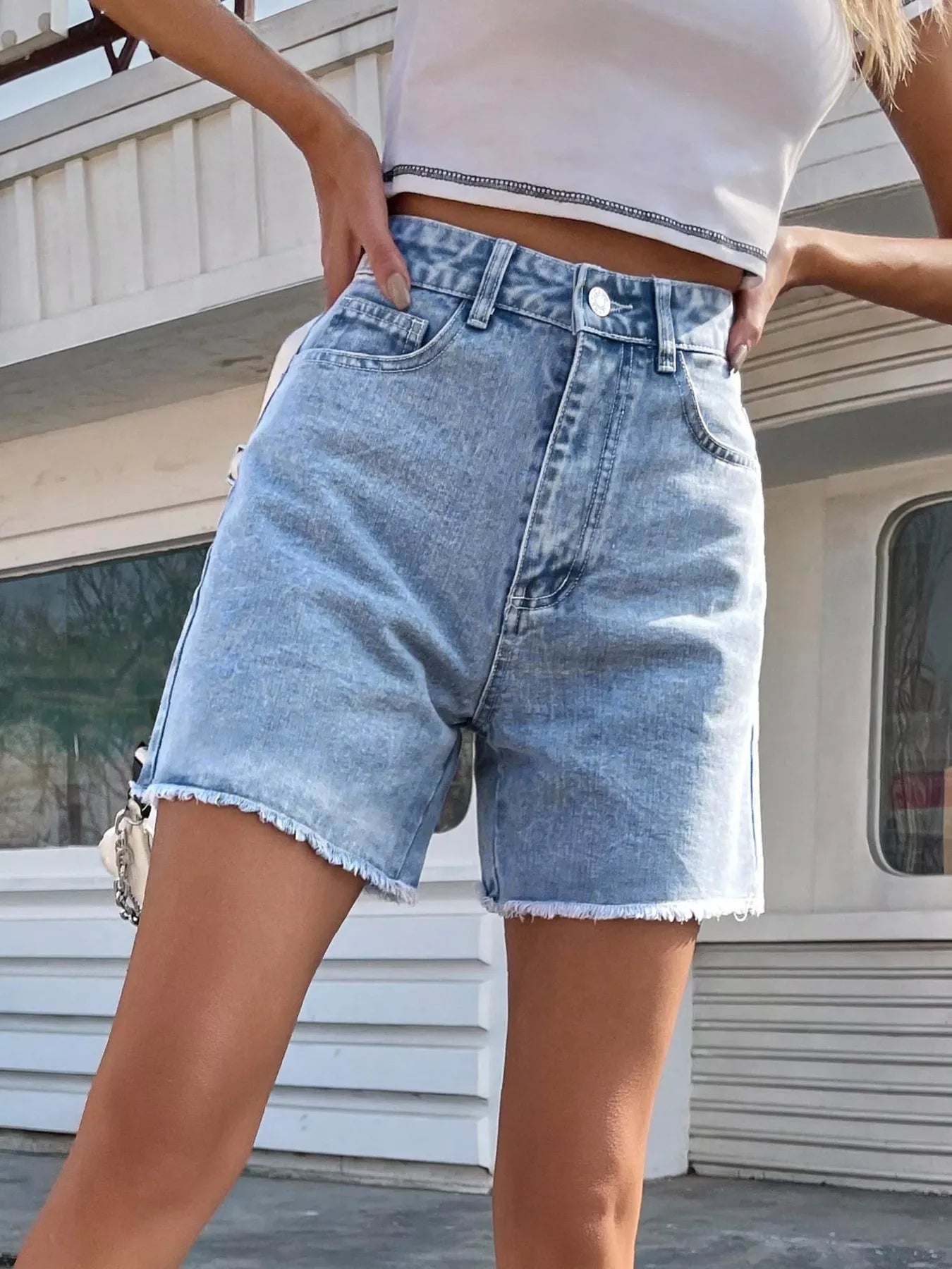 Raw Hem Denim Shorts
