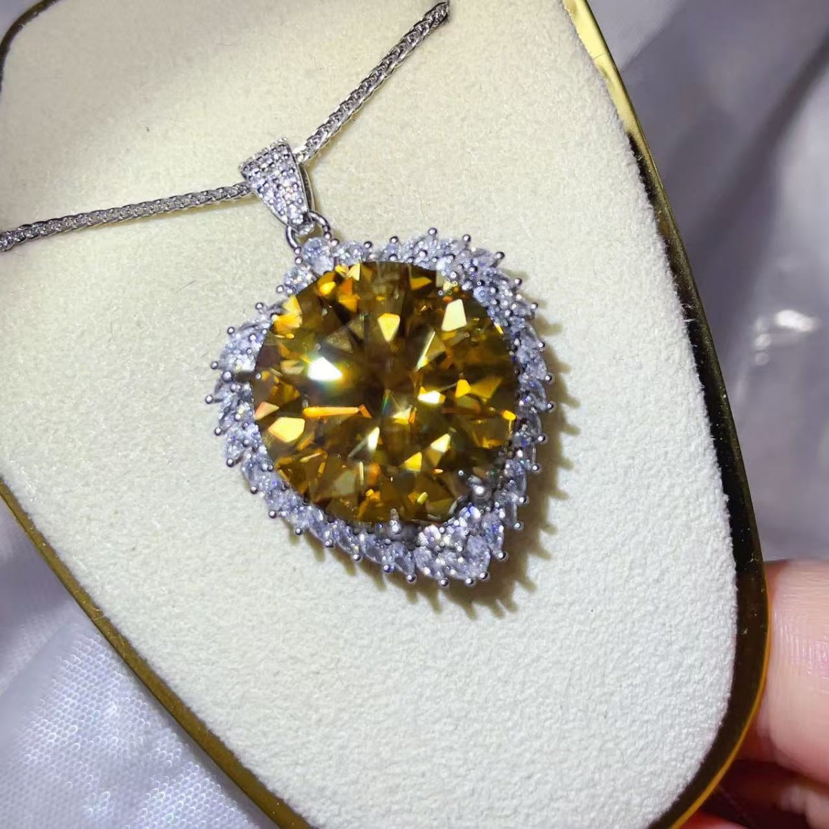 20 Carat Moissanite 925 Sterling Silver Pendant Necklace