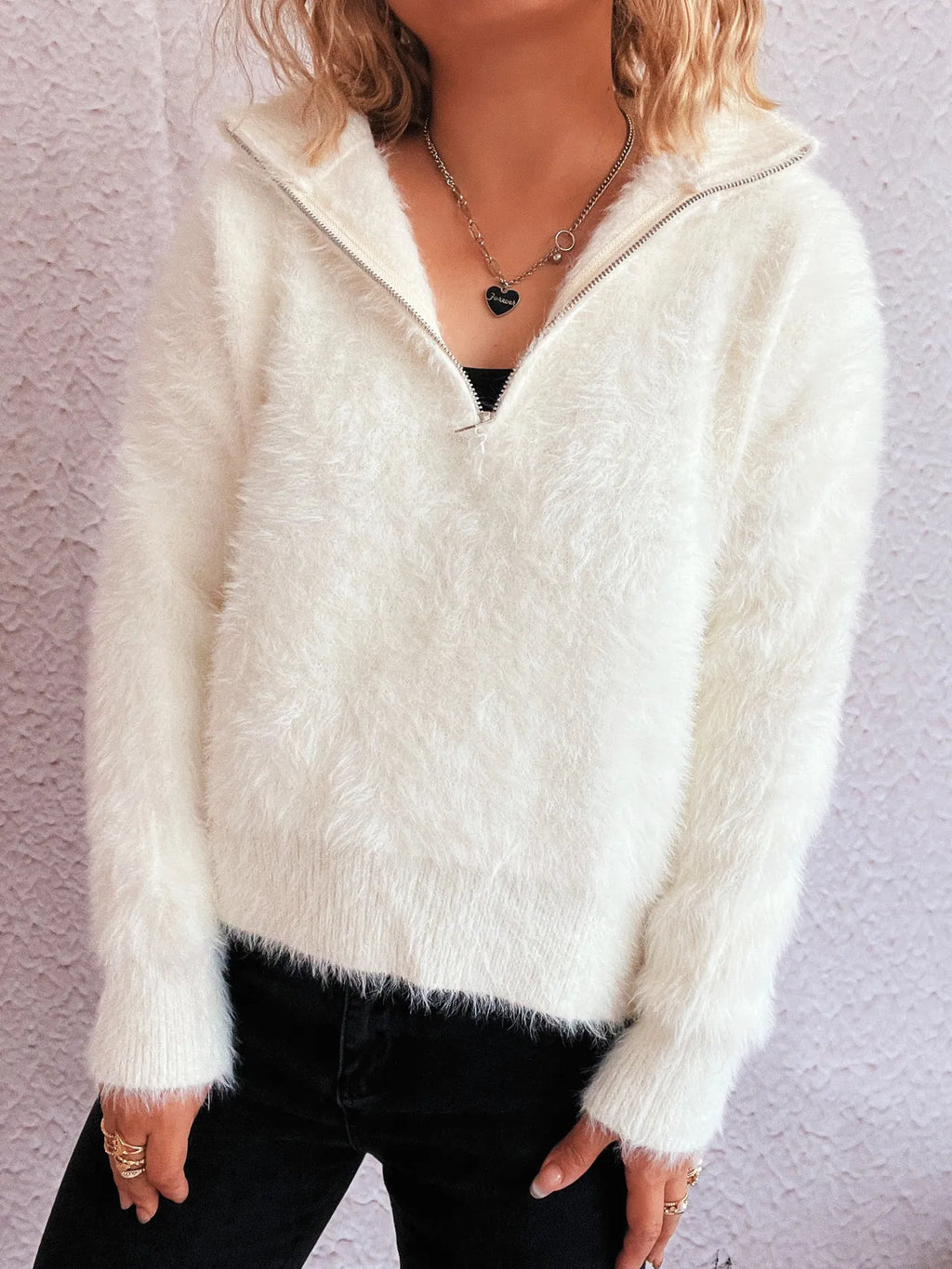 Cozy Fuzzy Half-Zip Sweater
