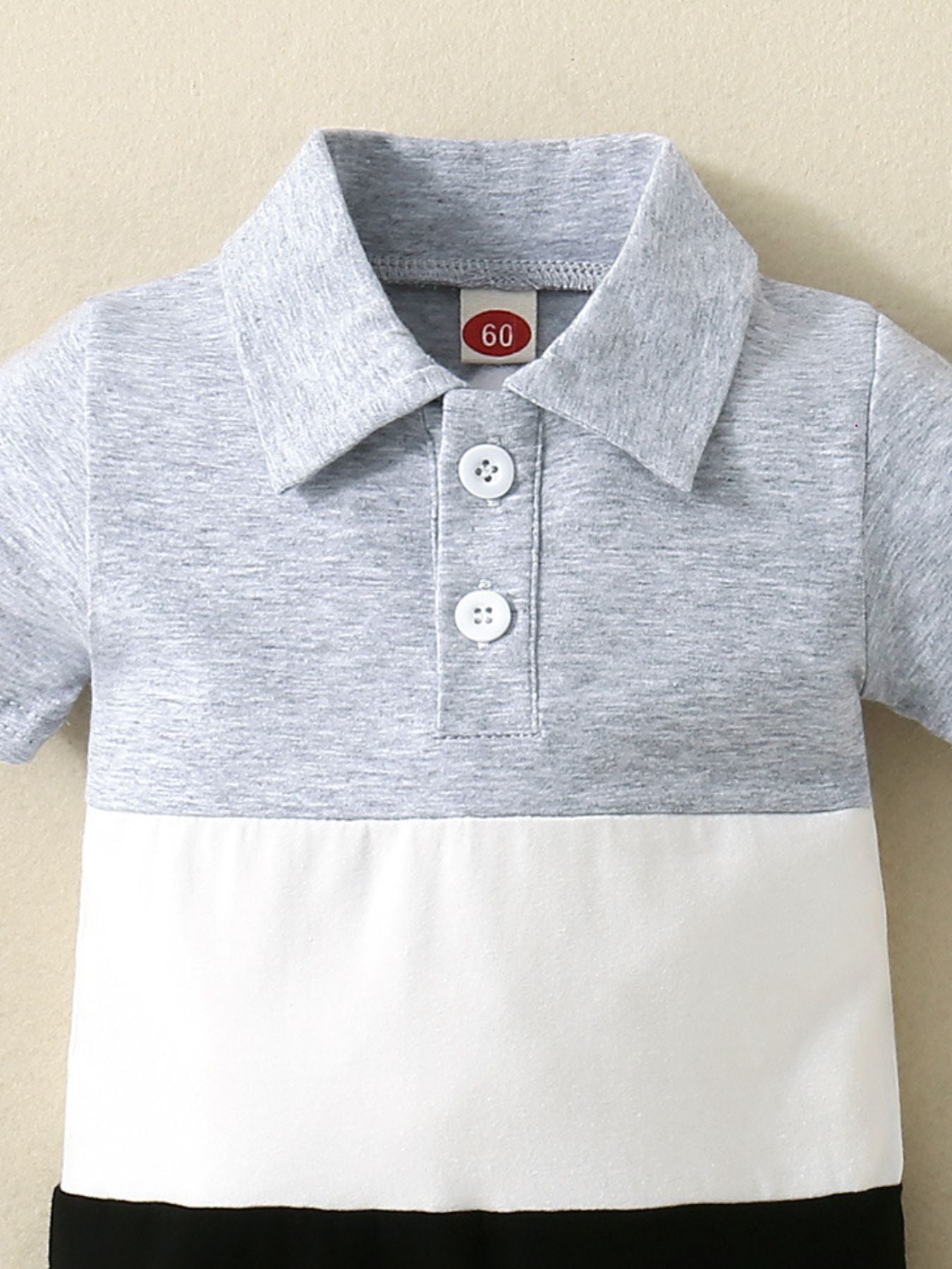 Children's Color Block Polo Collar Short Sleeve One-Piece