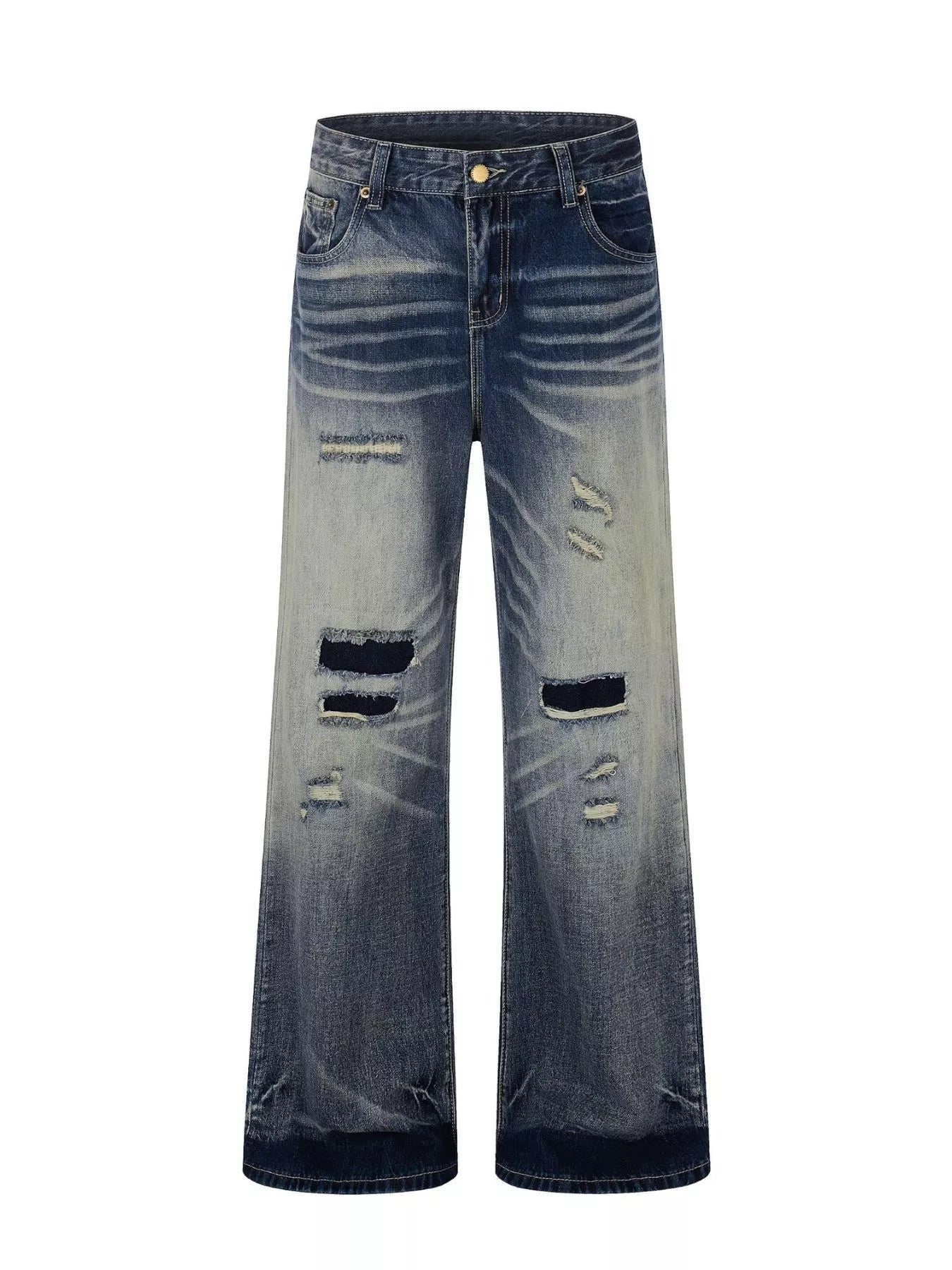 Men's Full Size Distressed Wide-Leg Bootcut Jeans Plus Size