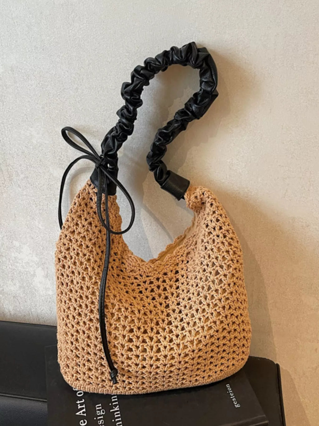Crochet Shoulder Bag with Ruched Handle