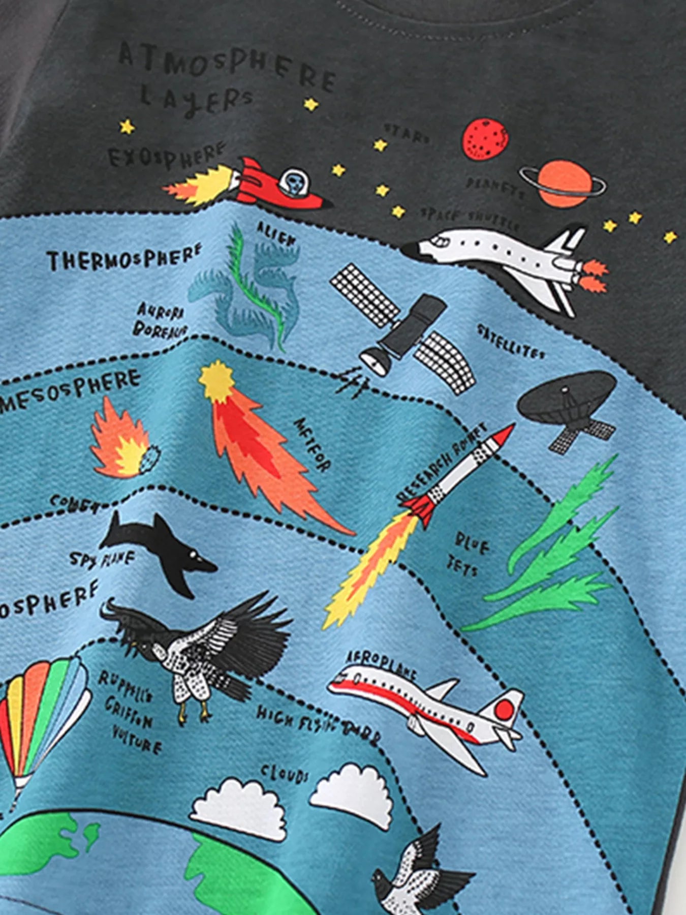 Children's Cartoon Print Round Neck T-Shirt