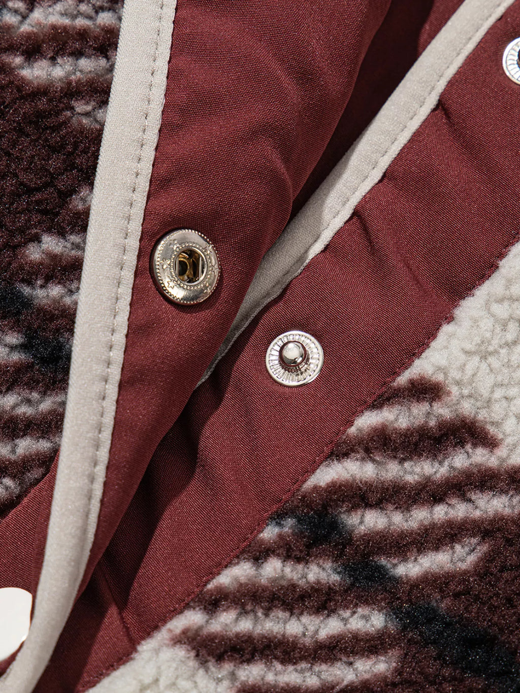 Plaid Buttoned Stand Collar Fleece Jacket