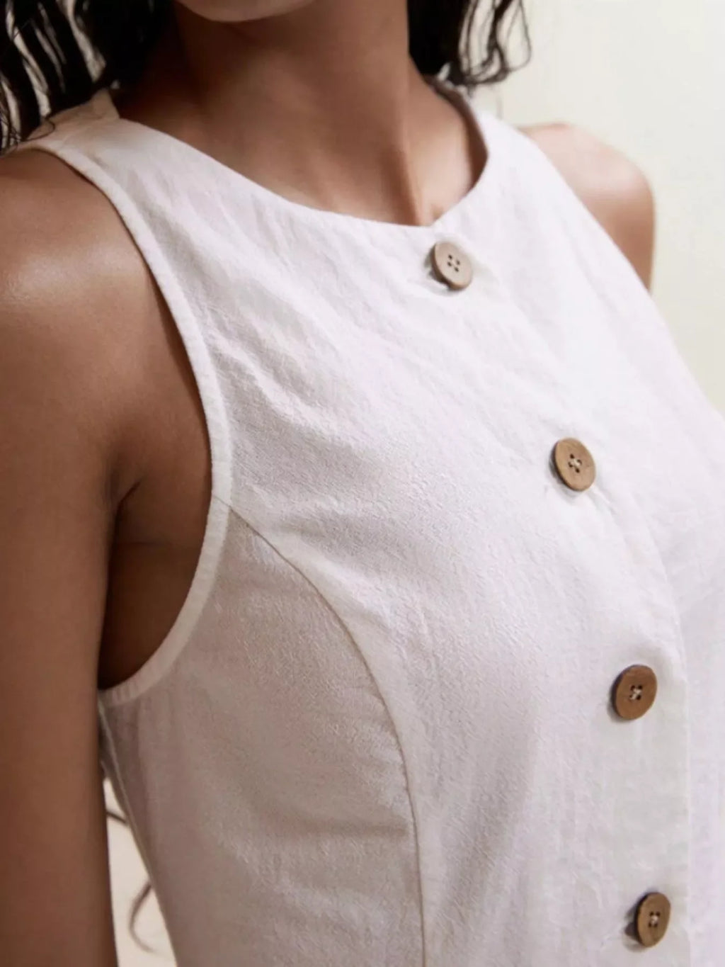 Button-Down Sleeveless Top and Shorts Set