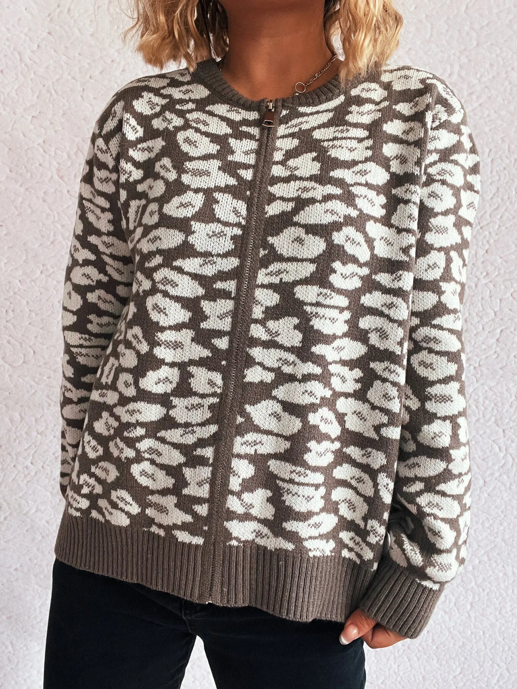 Zip Up Long Sleeve Cardigan