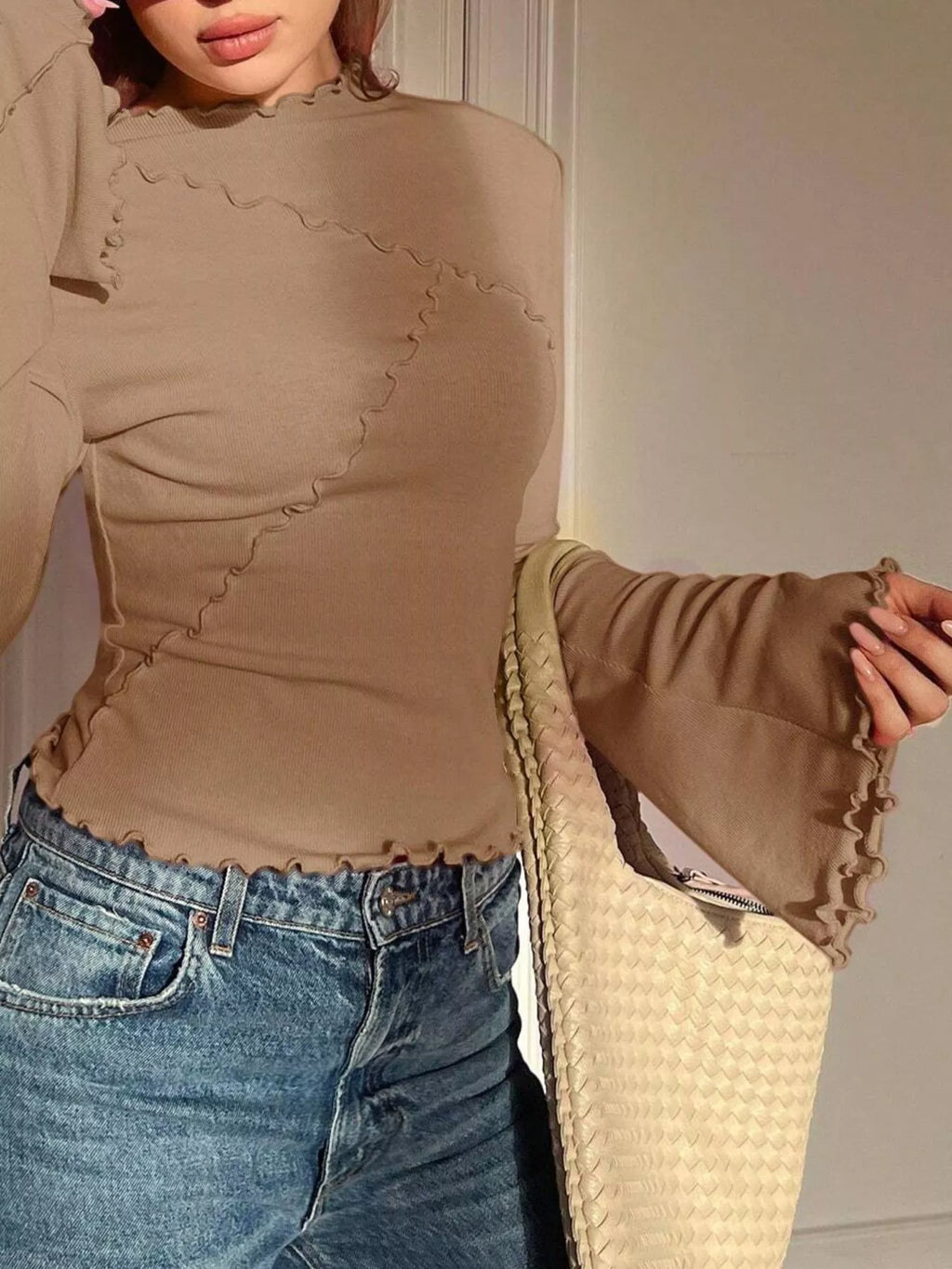 Lettuce Edge Flare Sleeve Top