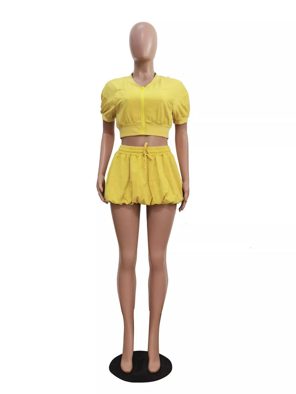 Zip Up Crop Top and Shorts Set