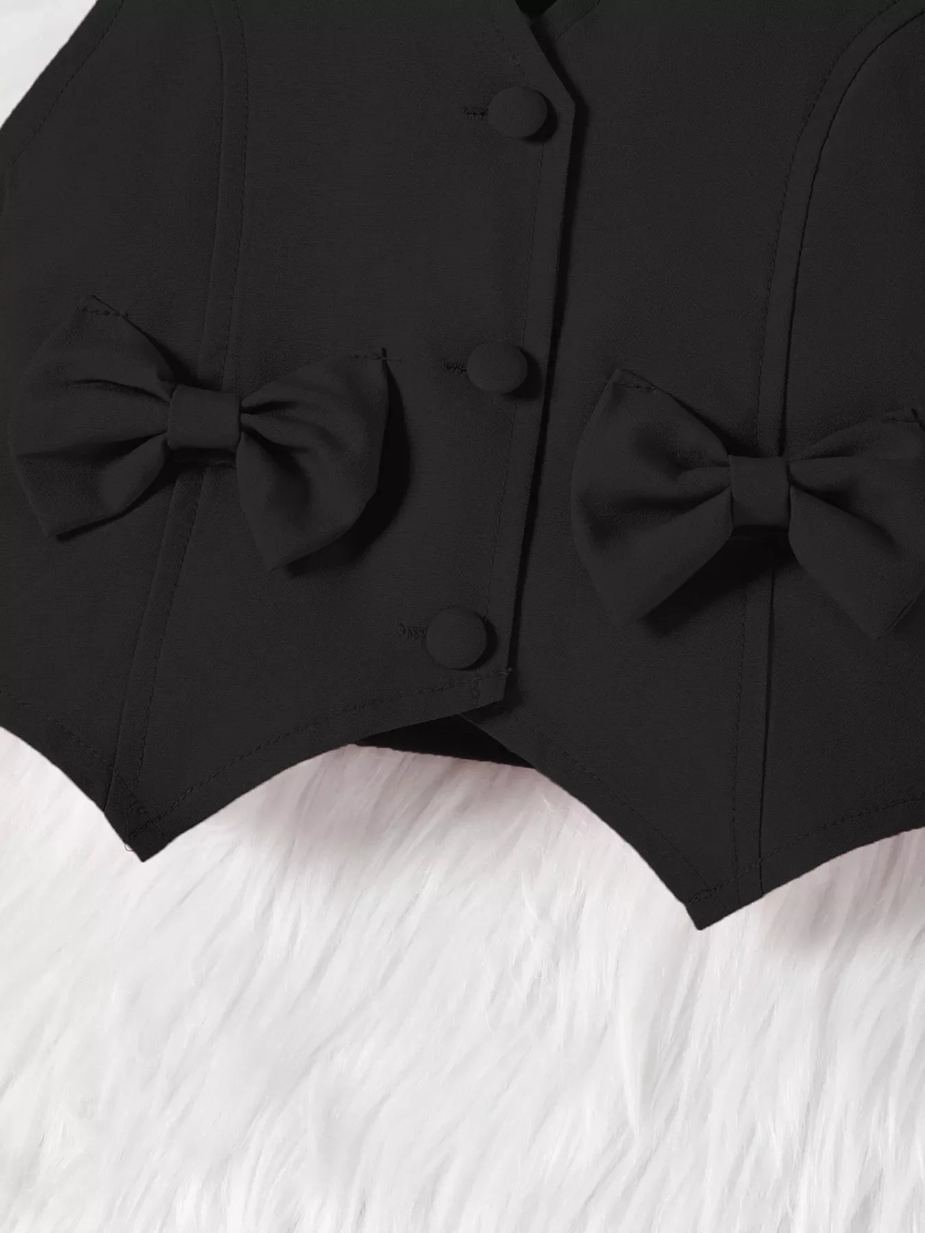 Children's Bowknot Vest & Pleated Skirt Set