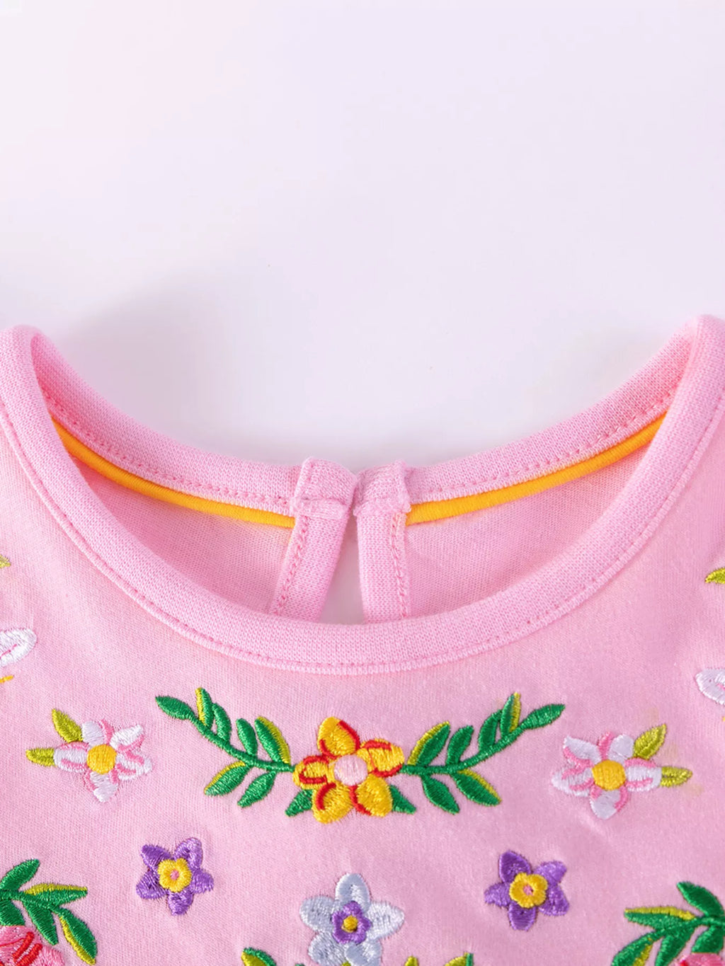 Children's Floral Embroidered Ruffle Sleeve Casual Dress