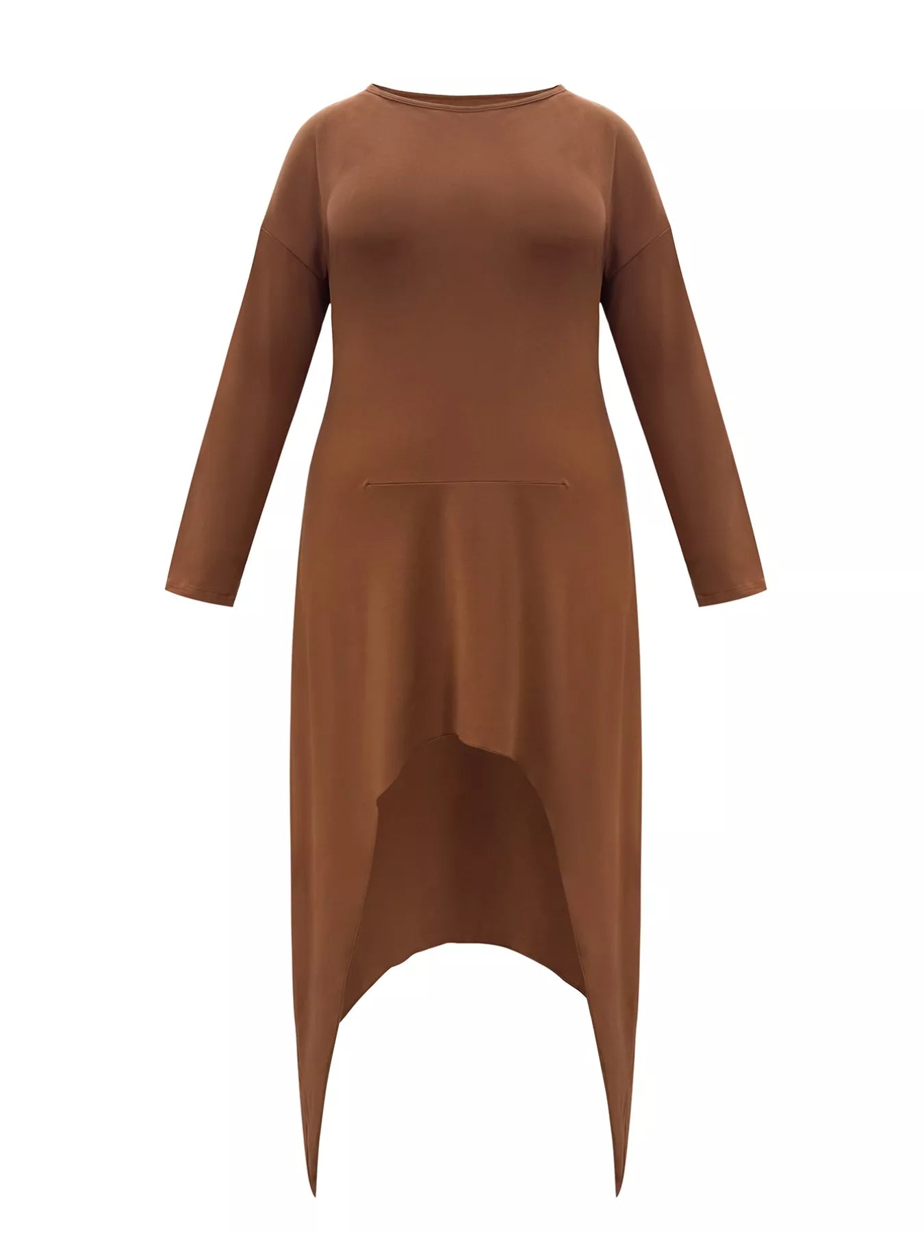 Plus Size Leopard Print Asymmetrical Hem Midi Dress