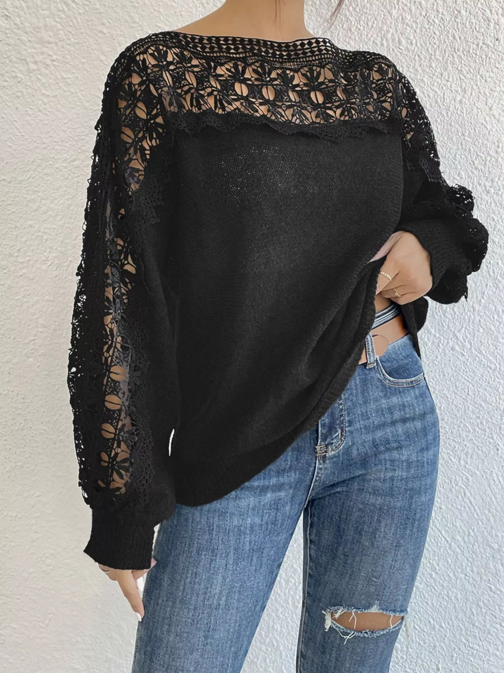 Openwork Long Sleeve Sweater