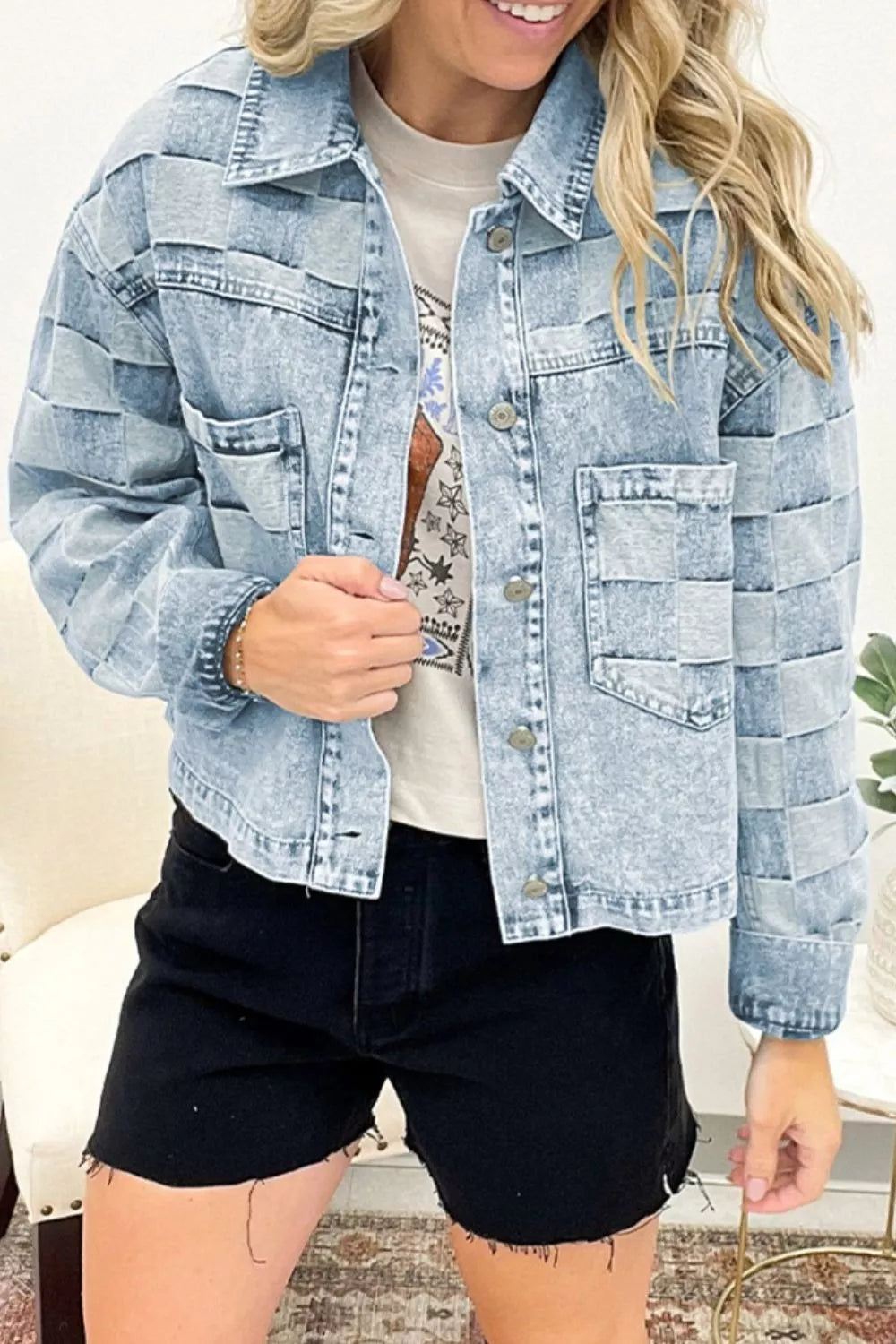 Button Up Wash Denim Jacket