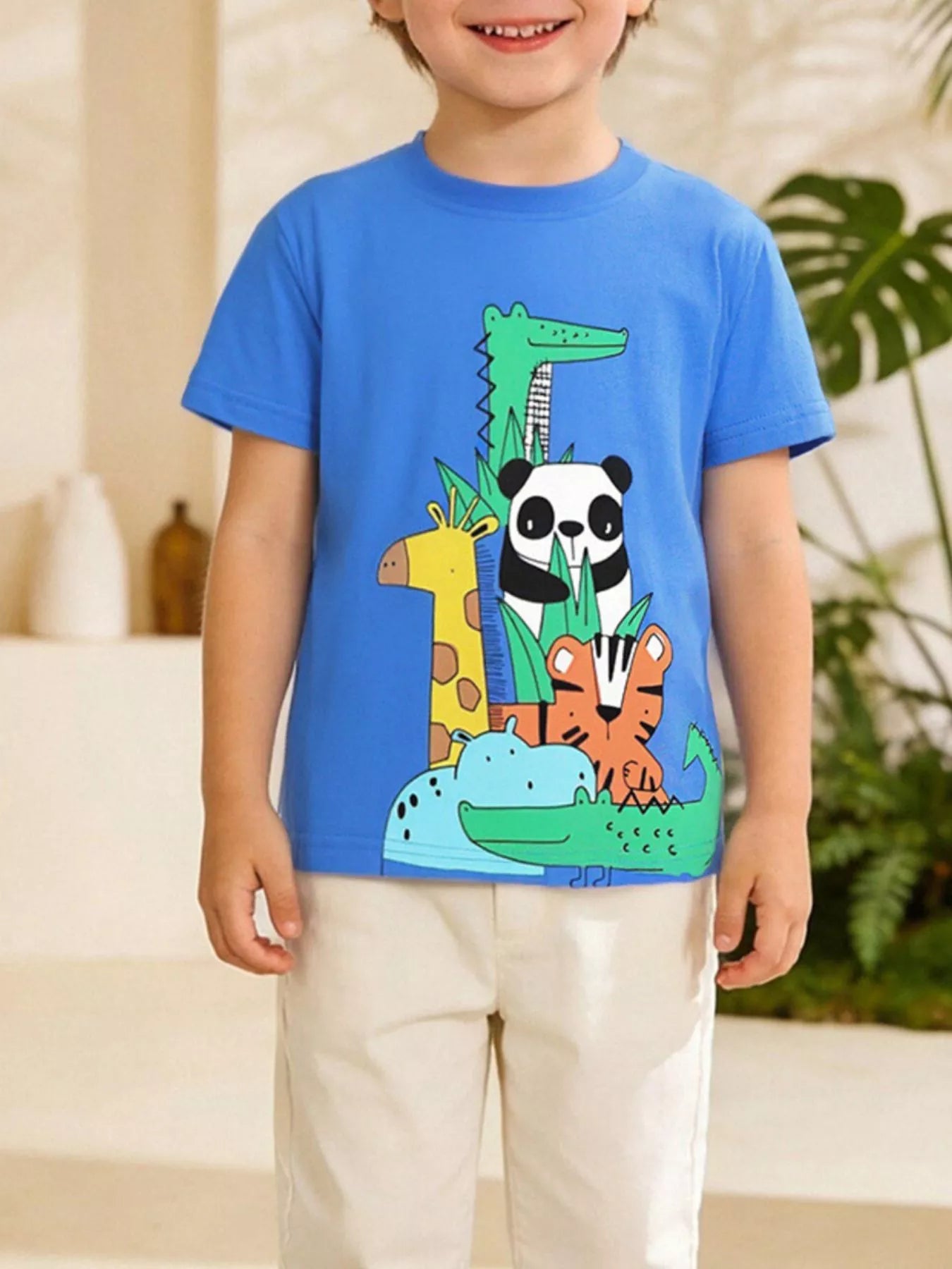 Children's Animal Print Crew Neck T-Shirt