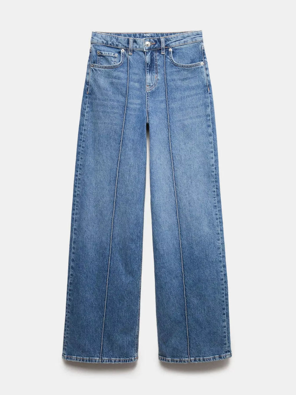 Wide Leg Jeans with Front Seam Detail