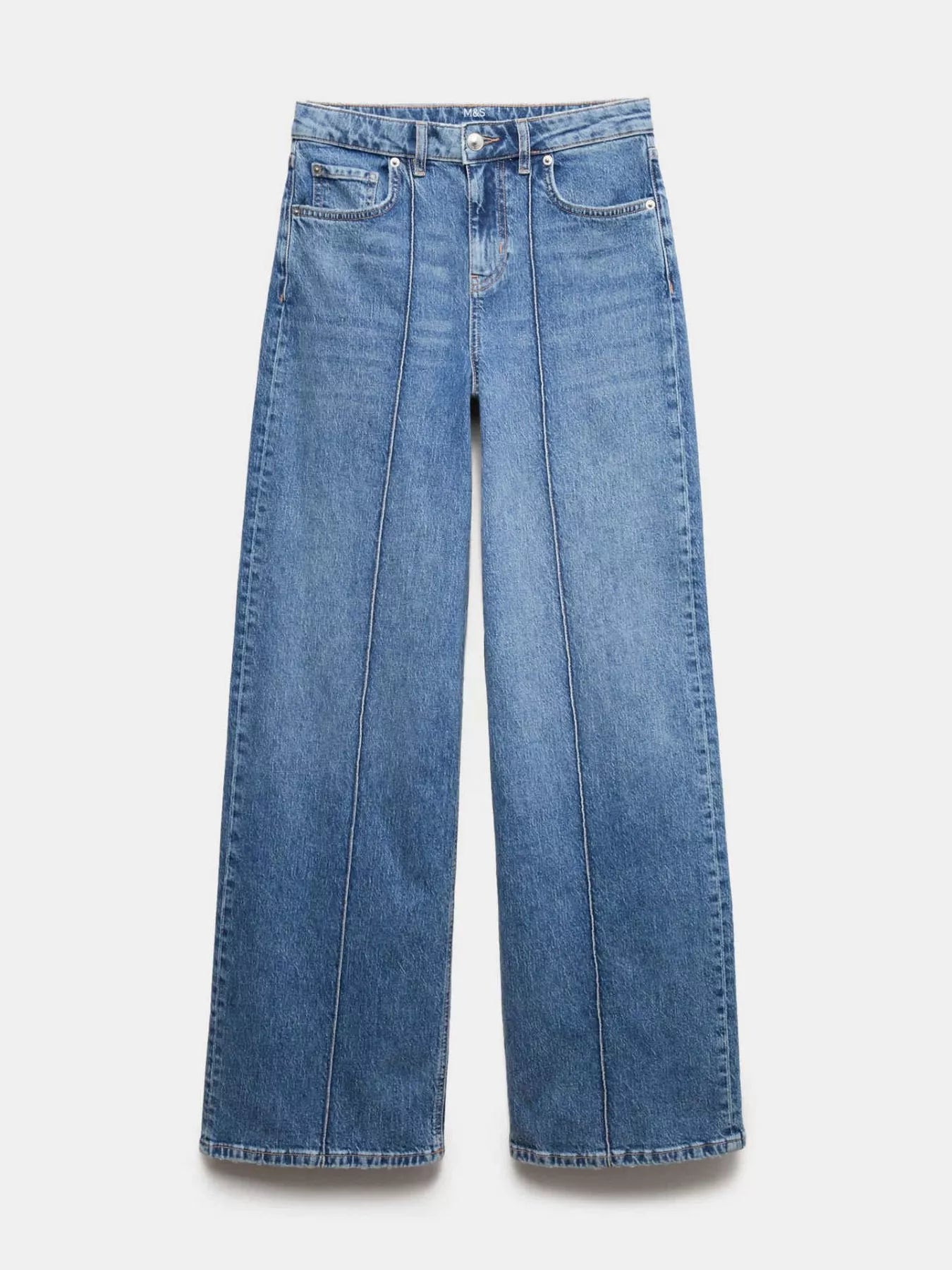 Wide Leg Jeans with Front Seam Detail