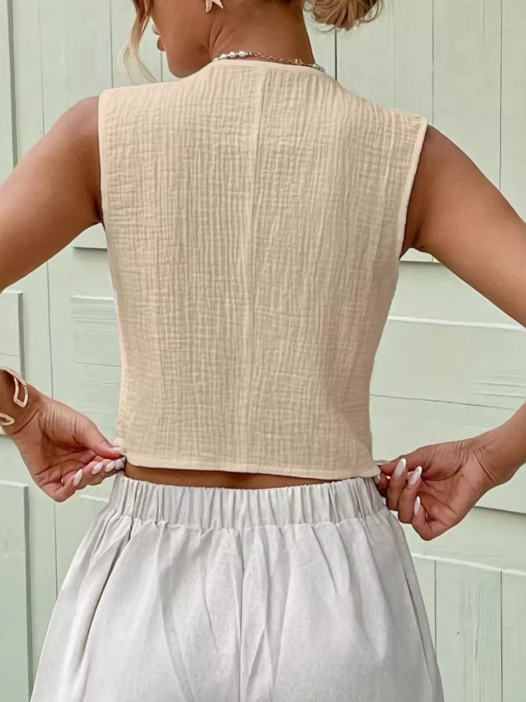Textured Button-Front Vest