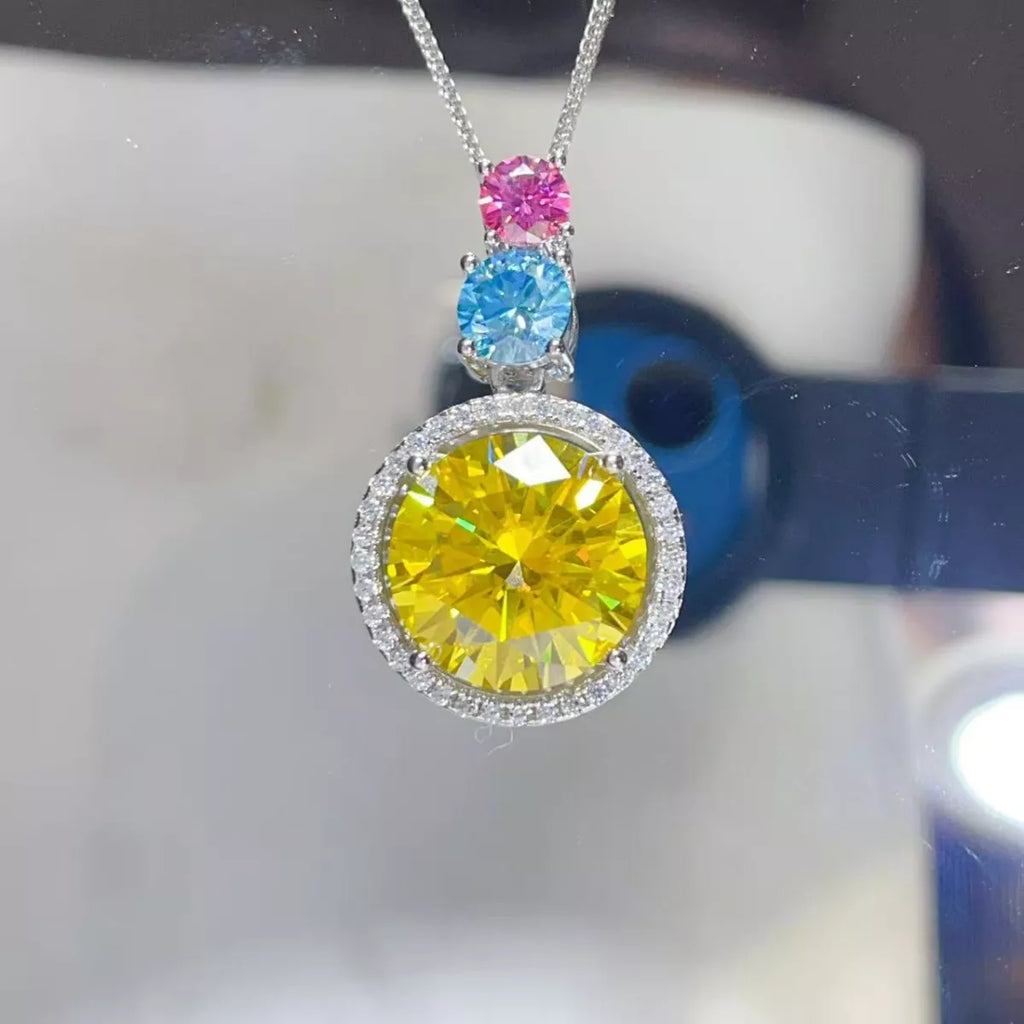 11.5 Carat Moissanite 925 Sterling Silver Necklace