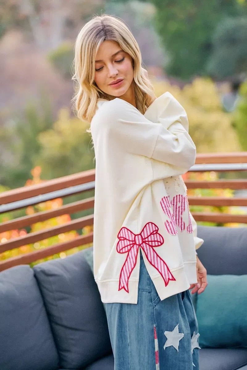 BiBi 4th Of July Stars And Stripes Patches Sweatshirt