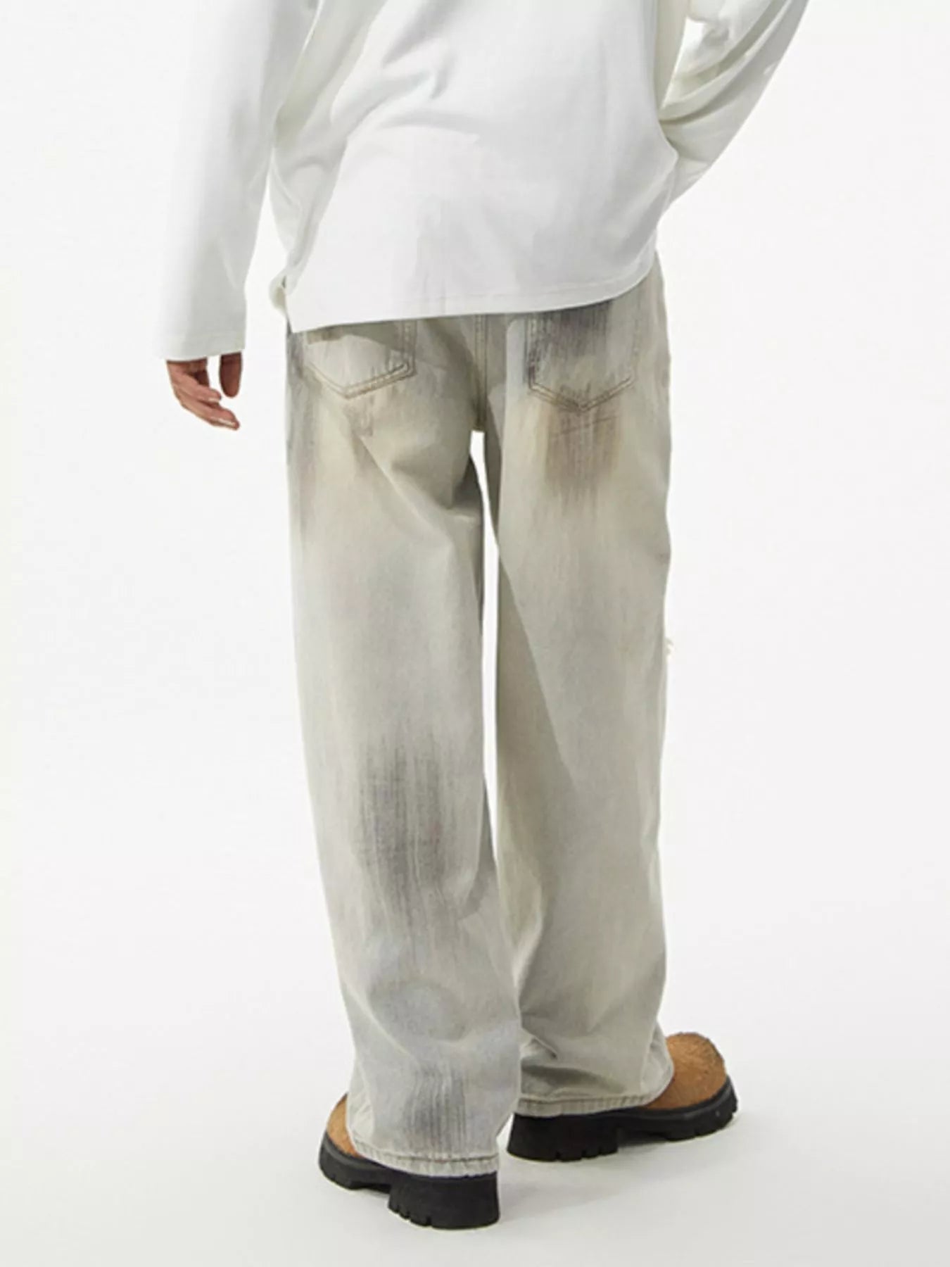 Men's Distressed Wide Leg Jeans