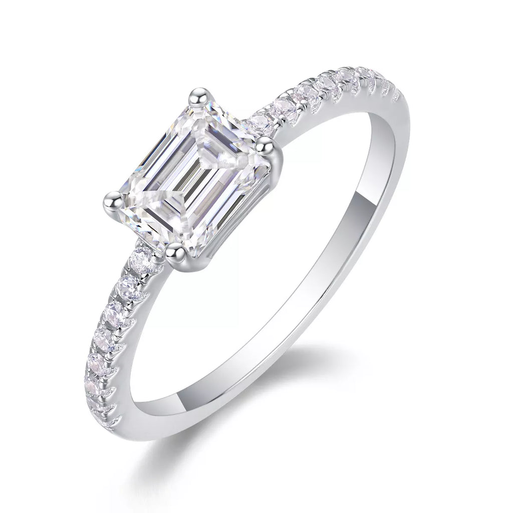 1 Carat 925 Sterling Silver Moissanite Geometric Ring