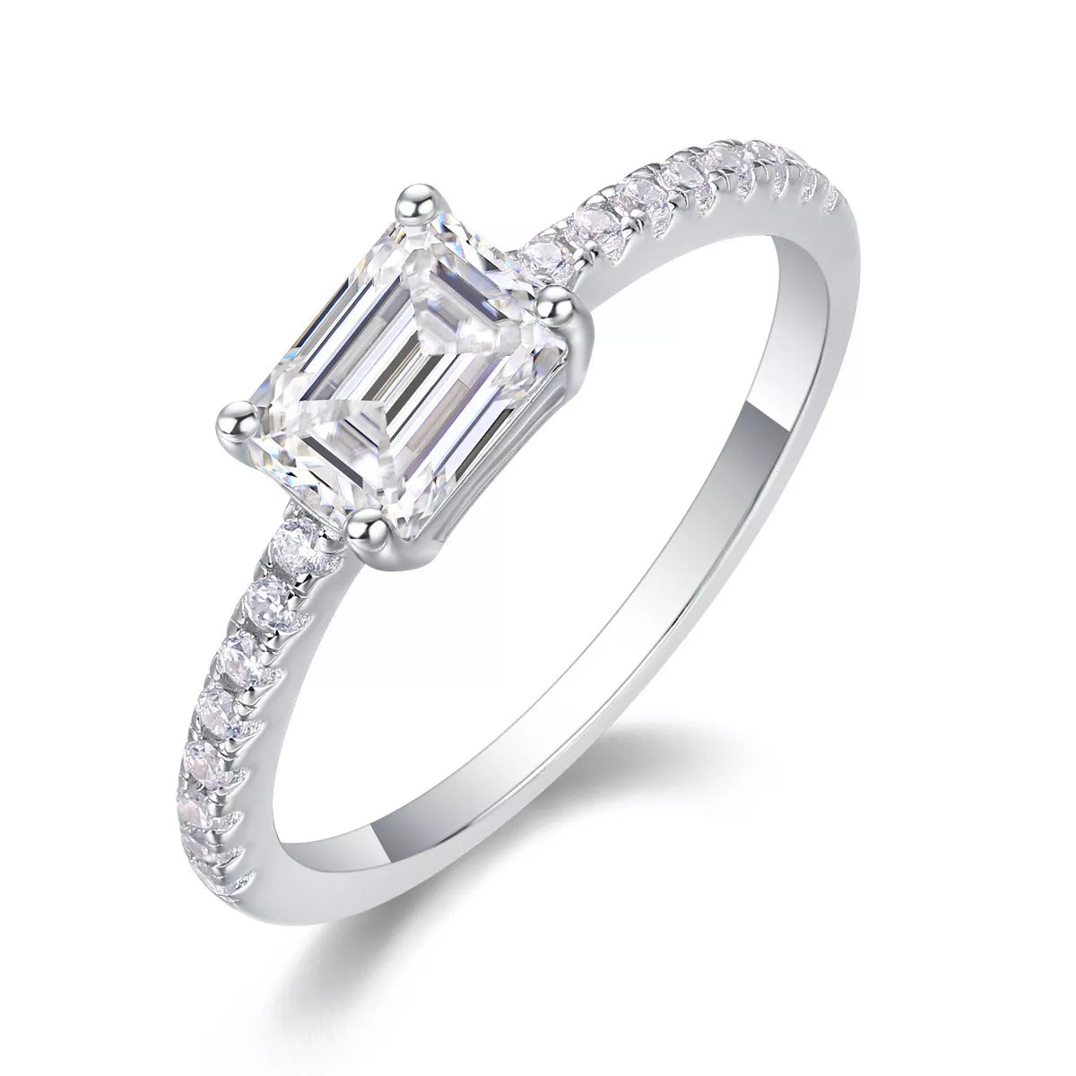 1 Carat 925 Sterling Silver Moissanite Geometric Ring