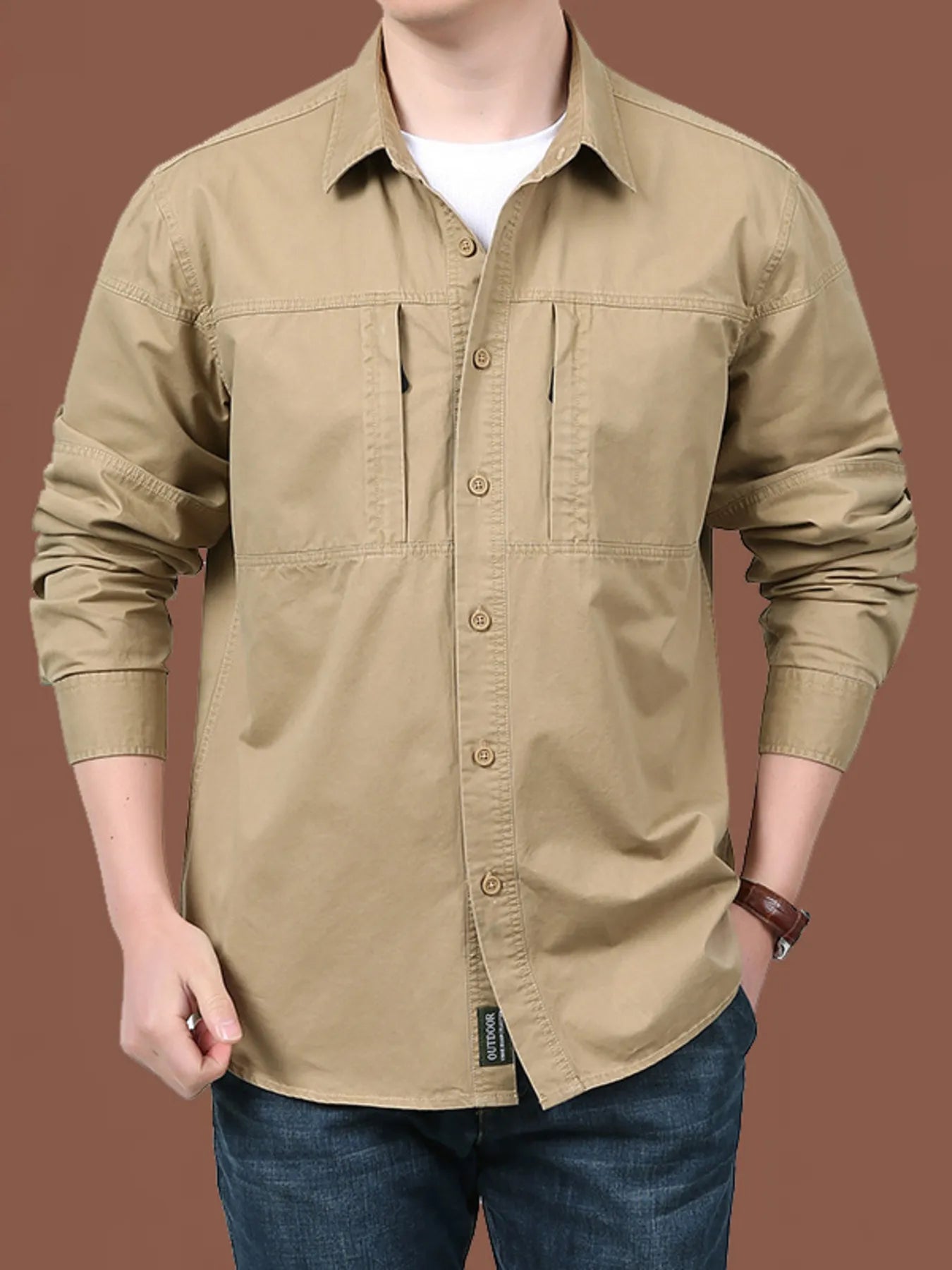 Men's Plus Size Casual Long-Sleeve Shirt