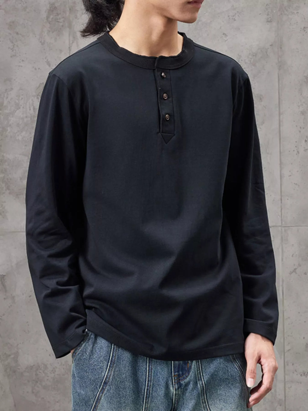 Men's Plus Size Casual Henley Long Sleeve T-Shirt