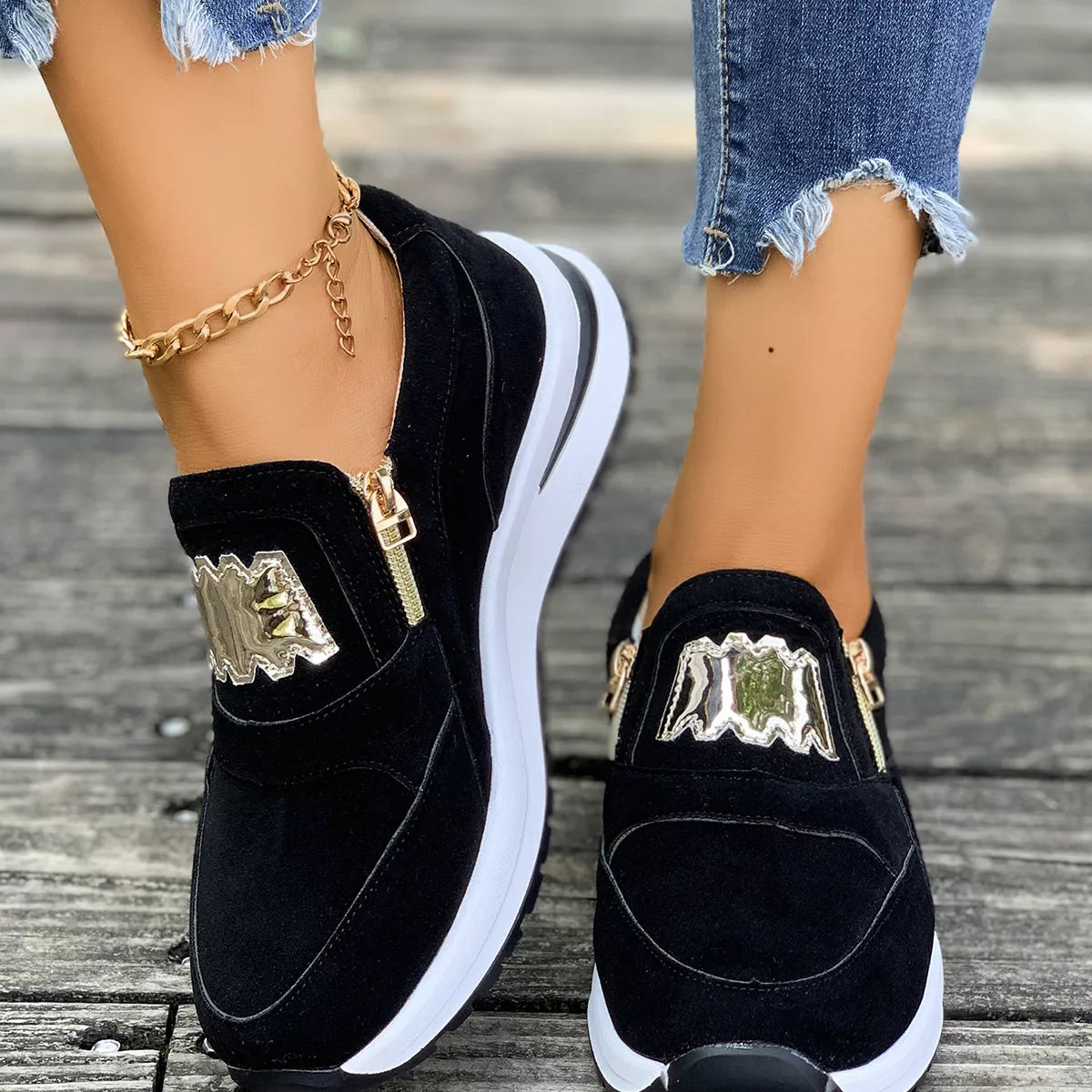 Round Toe Platform Slip-Ons